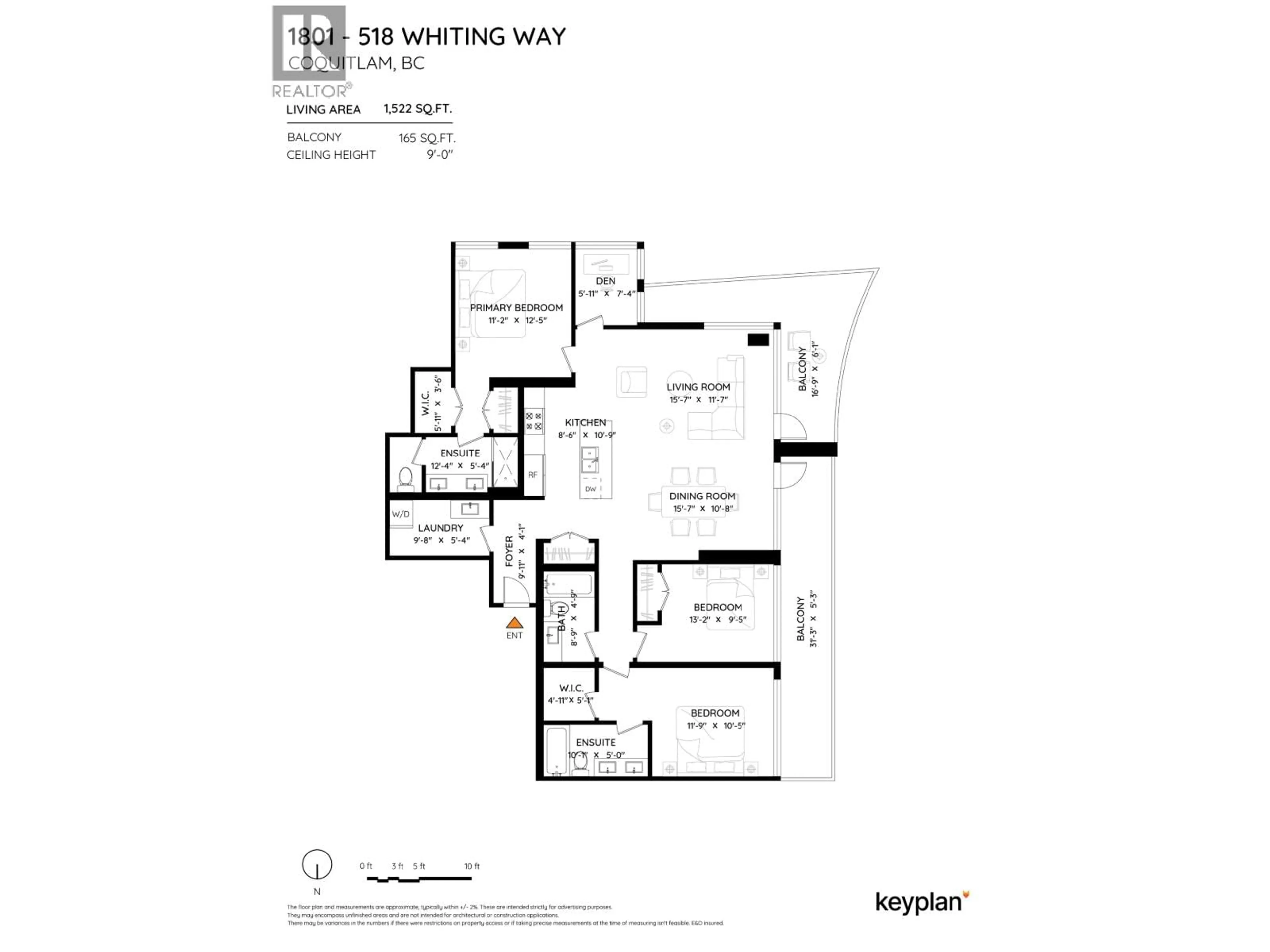 Floor plan for 1801 - 518 WHITING WAY, Coquitlam British Columbia V3J0H7