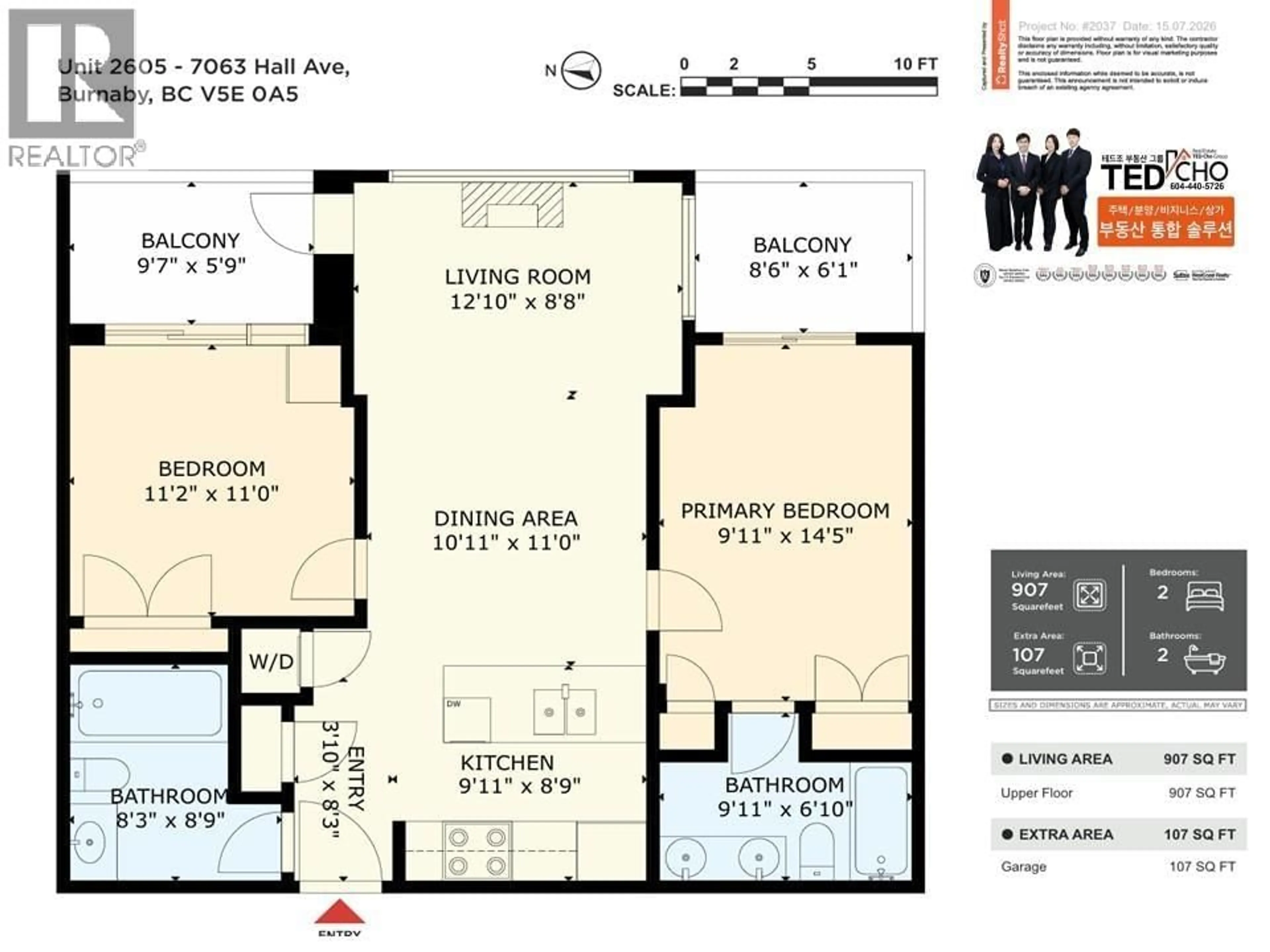 Floor plan for 2605 - 7063 HALL AVENUE, Burnaby British Columbia V5E0A5