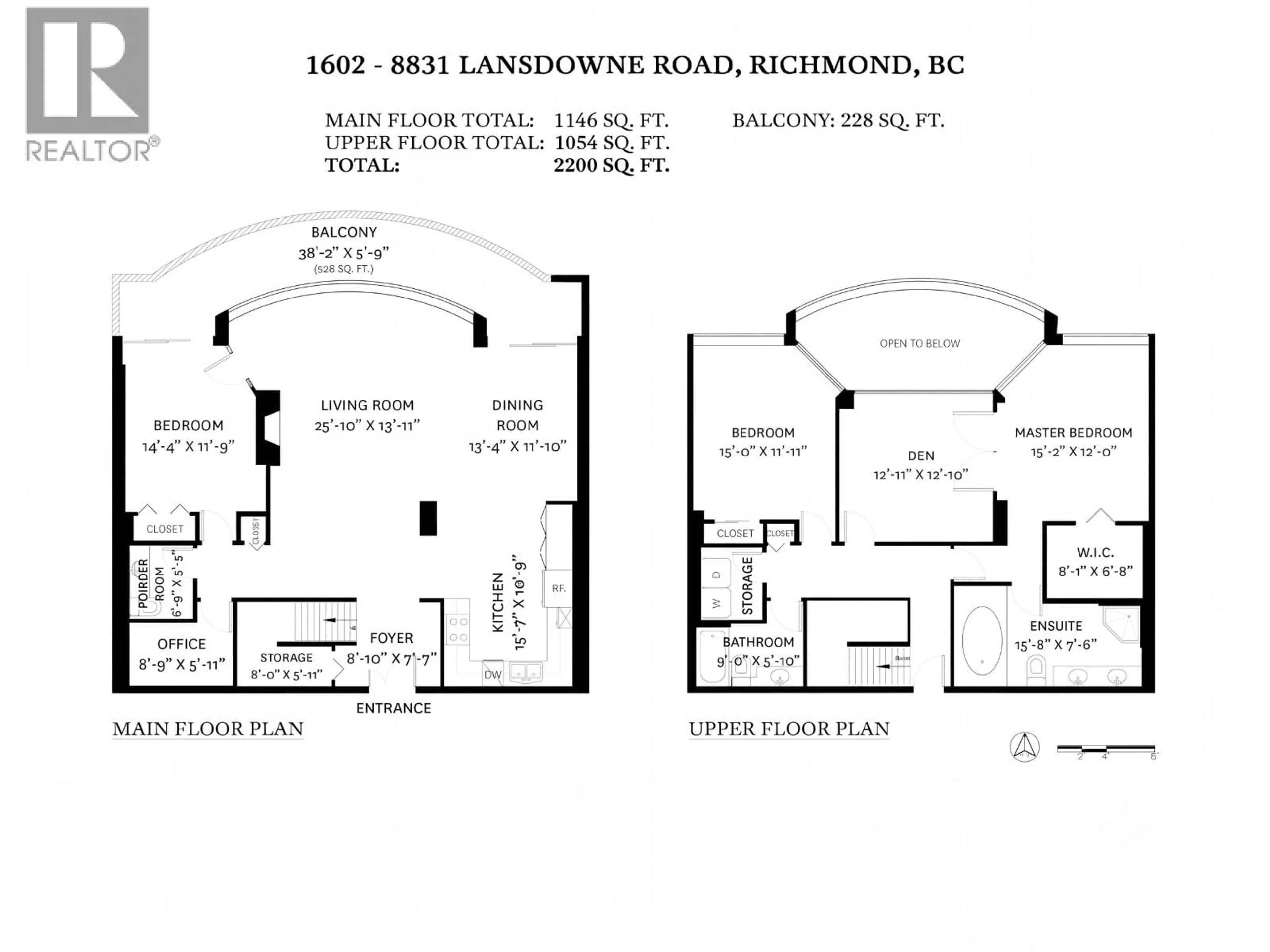 Floor plan for 1602 - 8831 LANSDOWNE ROAD, Richmond British Columbia V6X3T5