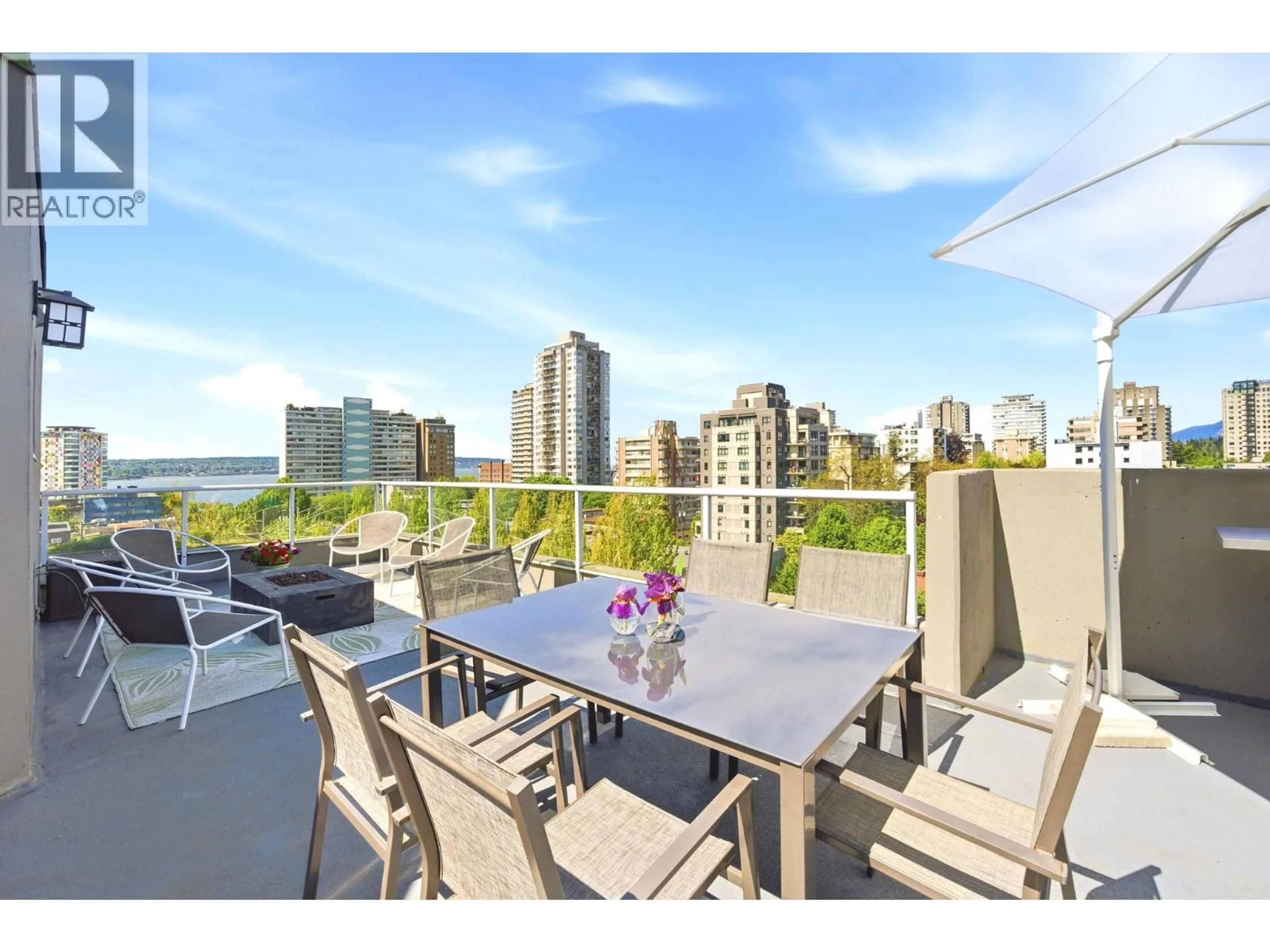 Patio, water/lake/river/ocean view for 701 - 1771 NELSON STREET, Vancouver British Columbia V6G1M6