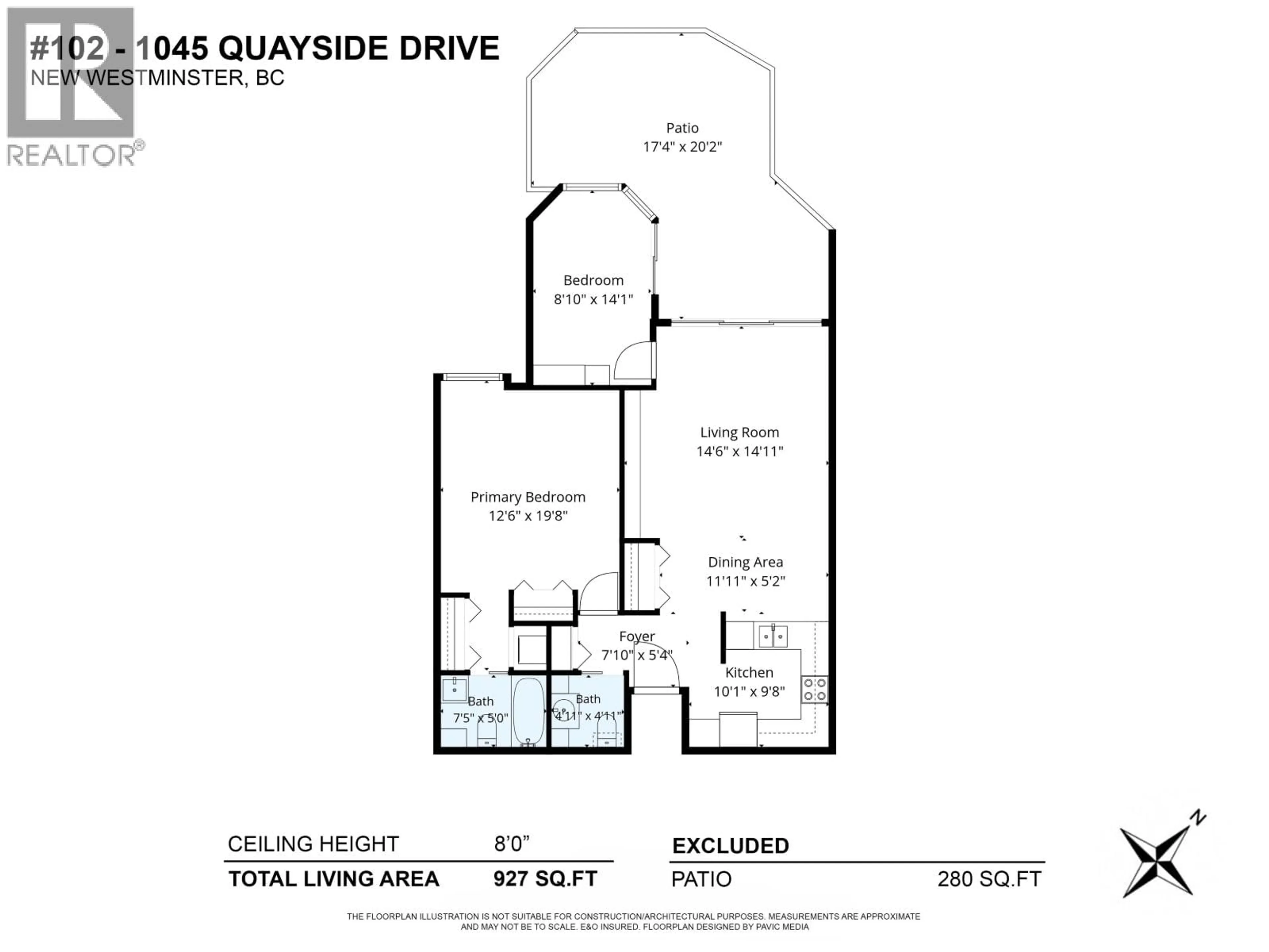 Floor plan for 102 - 1045 QUAYSIDE DRIVE, New Westminster British Columbia V3M6C9