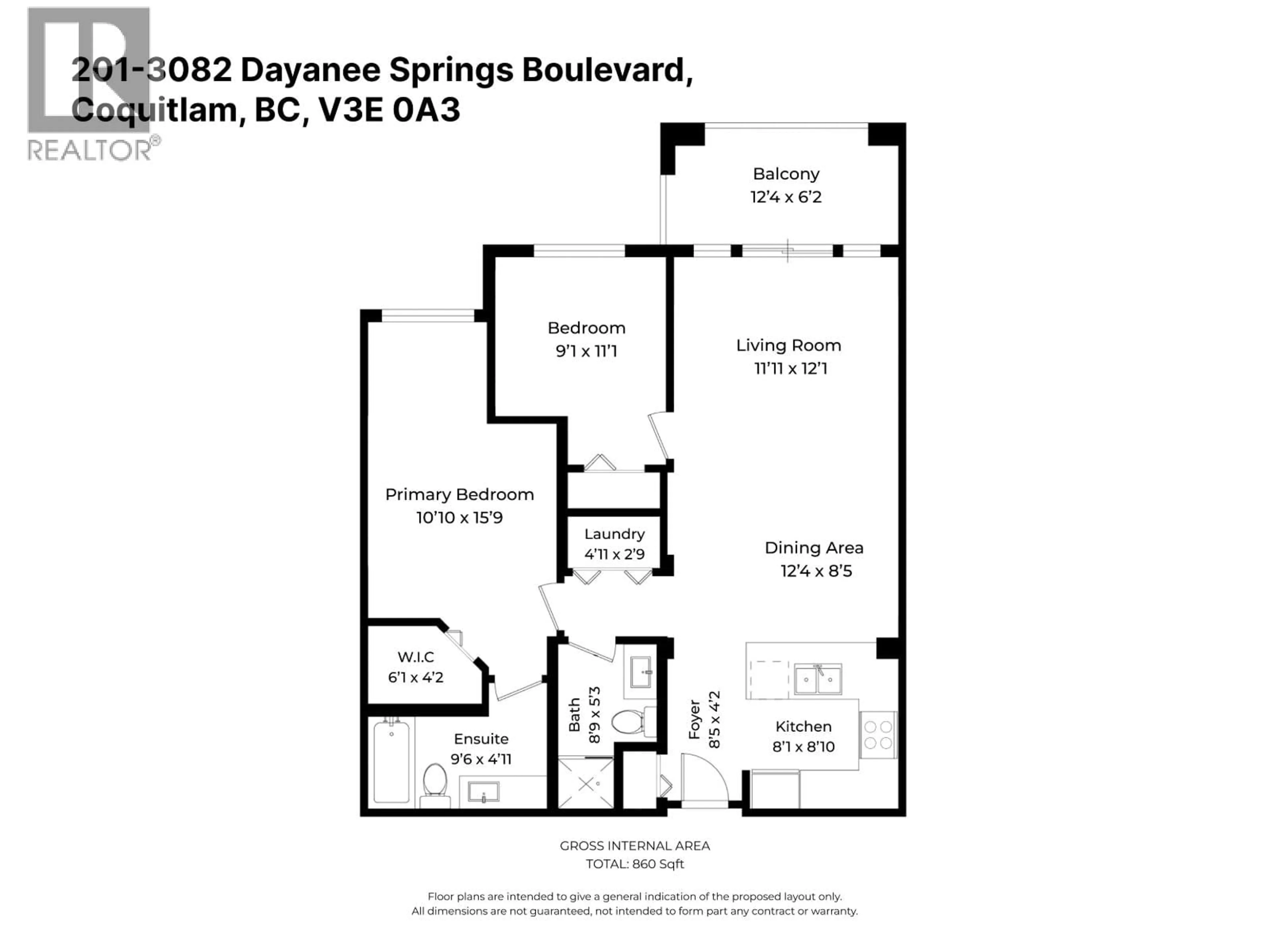 Floor plan for 201 - 3082 DAYANEE SPRINGS BOULEVARD, Coquitlam British Columbia V3E0A3