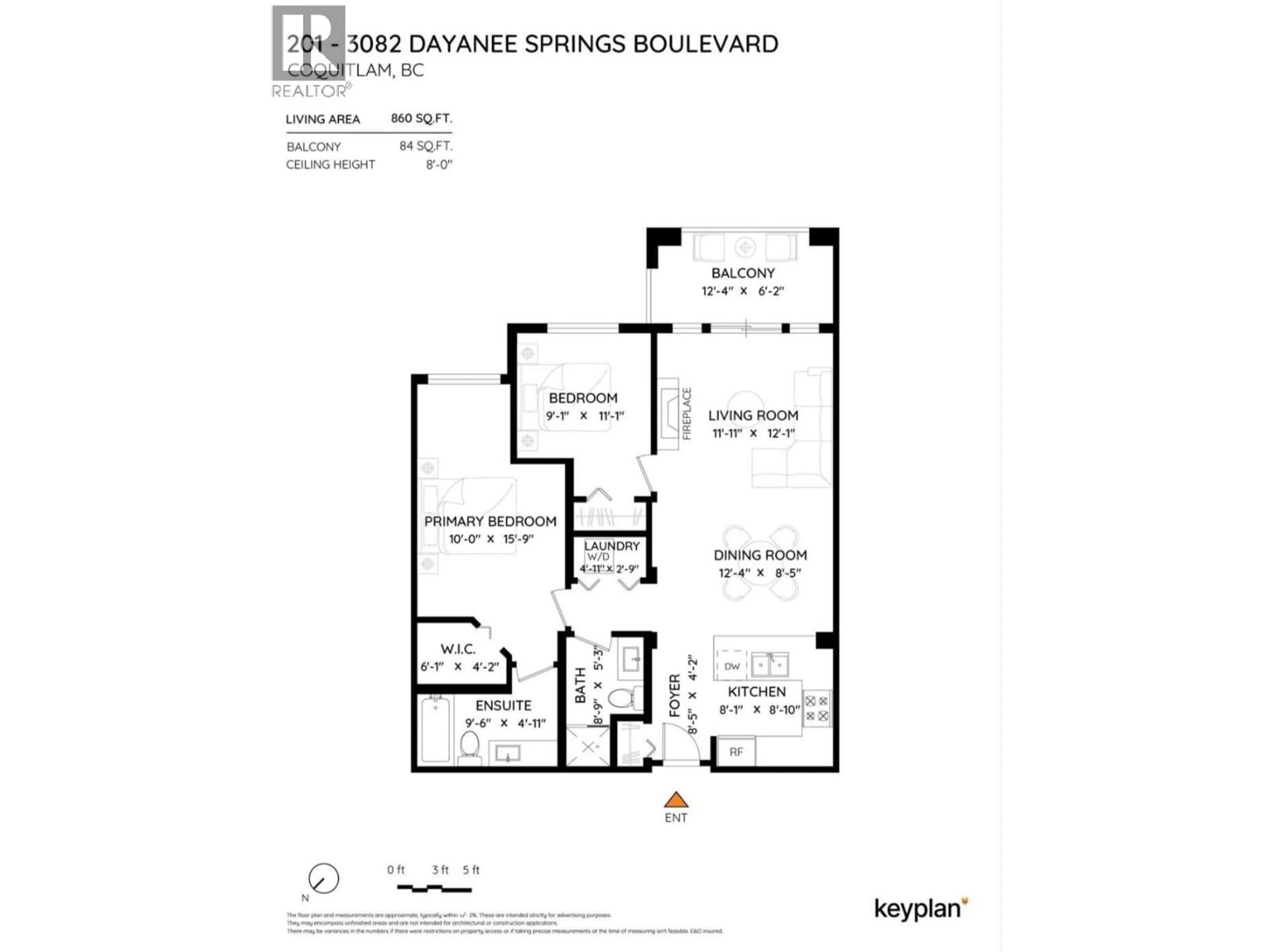 Floor plan for 201 - 3082 DAYANEE SPRINGS BOULEVARD, Coquitlam British Columbia V3E0A3