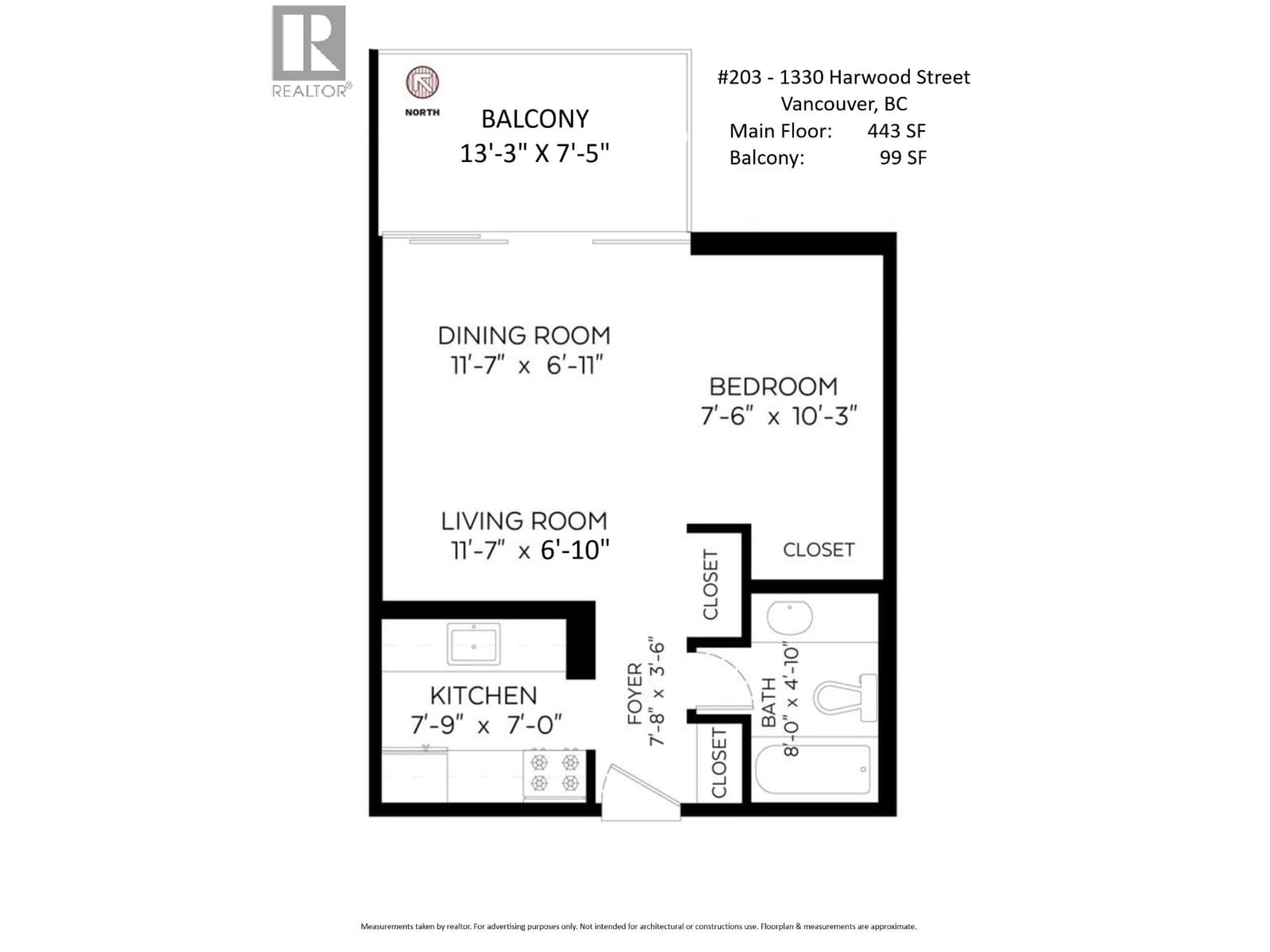 Floor plan for 203 - 1330 HARWOOD STREET, Vancouver British Columbia V6E1S8
