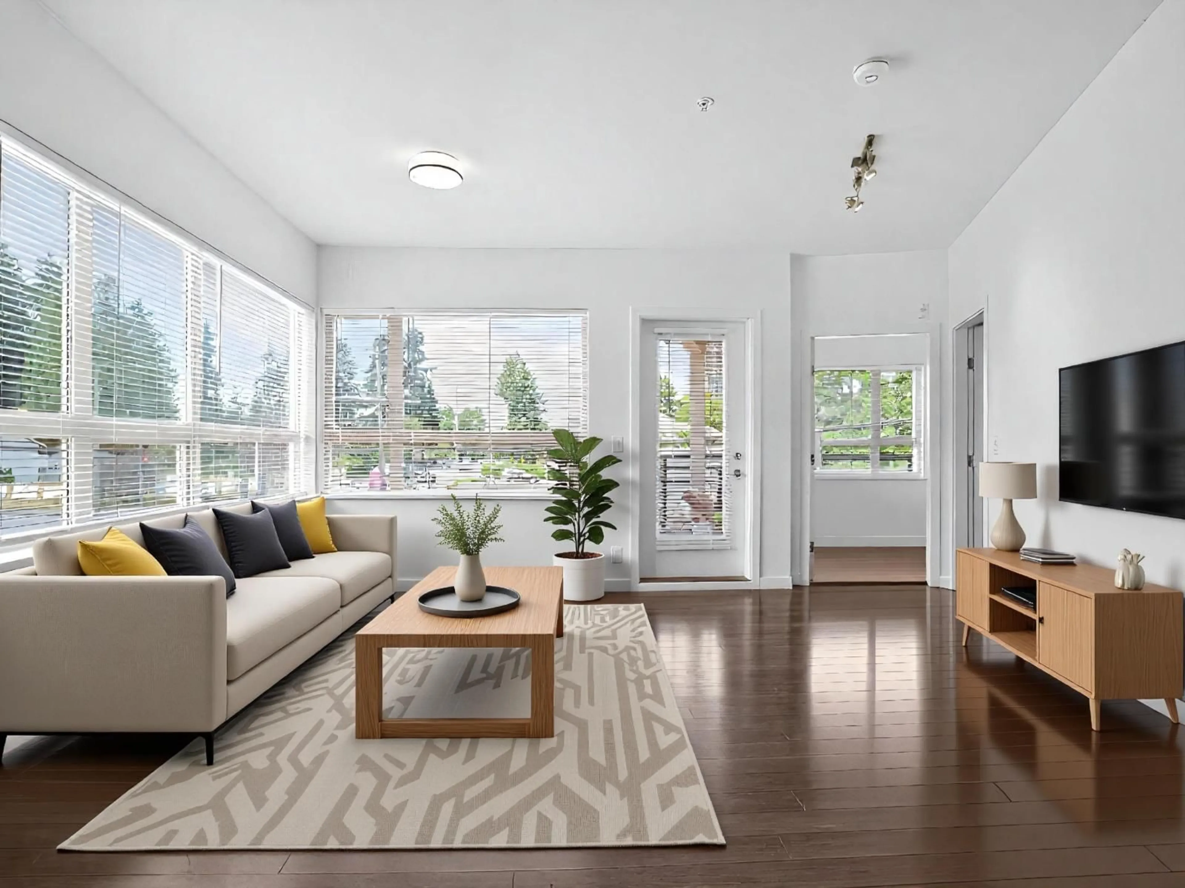 Living room with furniture, wood/laminate floor for 200 - 13228 OLD YALE ROAD, Surrey British Columbia V3T0K3