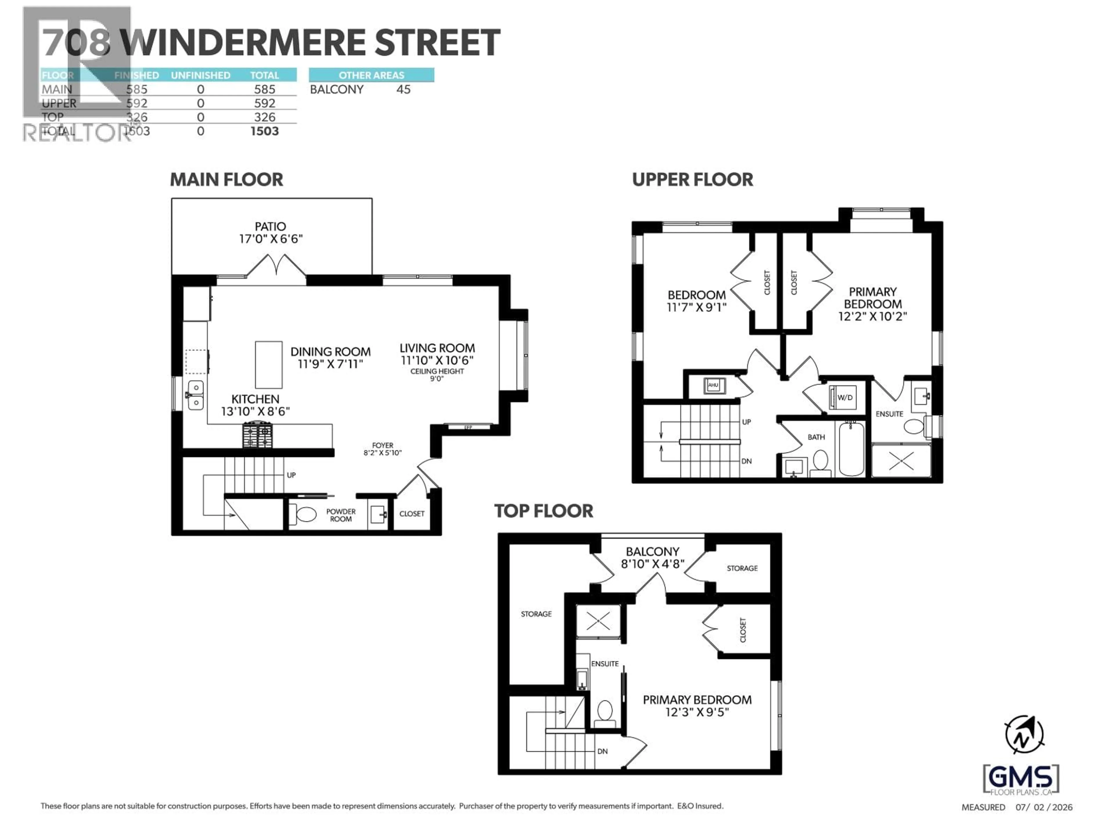 Floor plan for 708 WINDERMERE STREET, Vancouver British Columbia V5K2L3