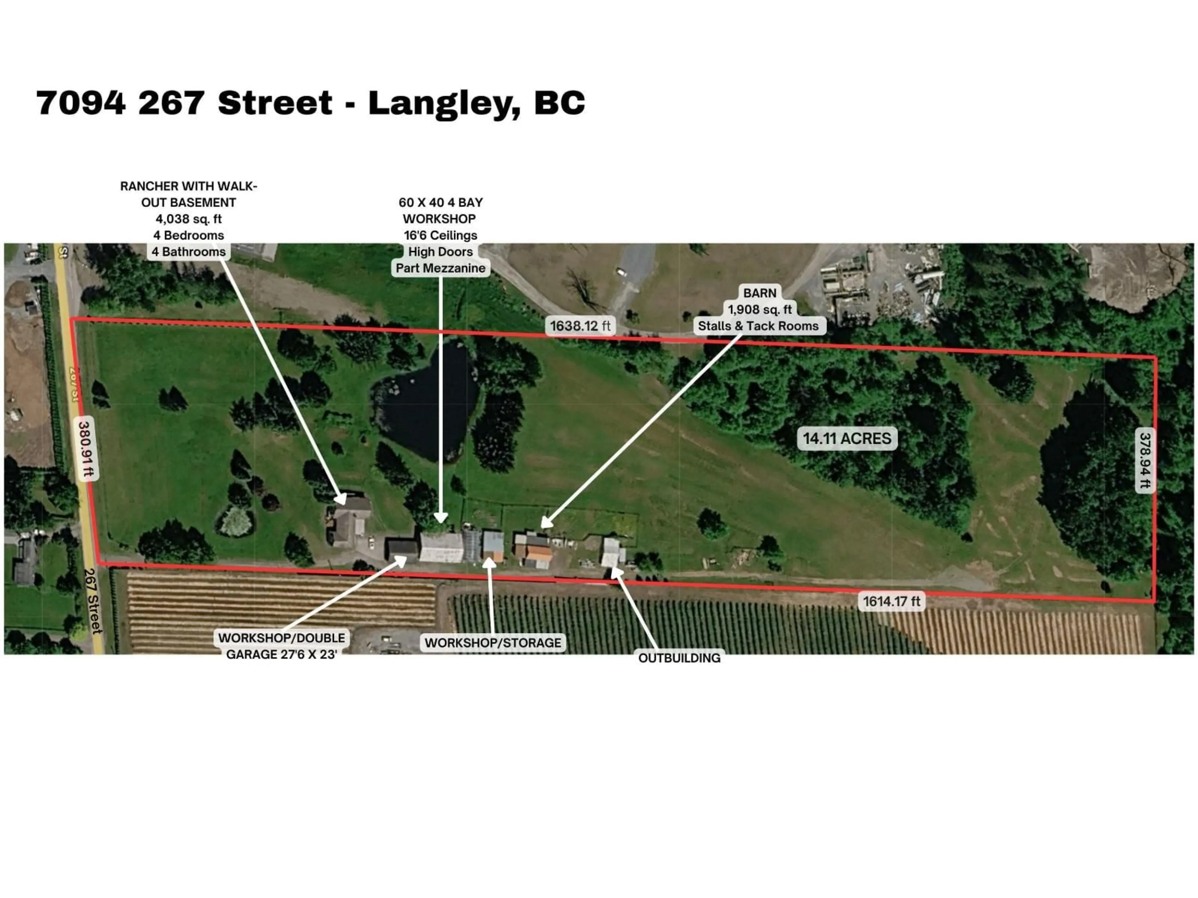 A pic from outside/outdoor area/front of a property/back of a property/a pic from drone, street for 7094 267 STREET, Langley British Columbia V4W1W2