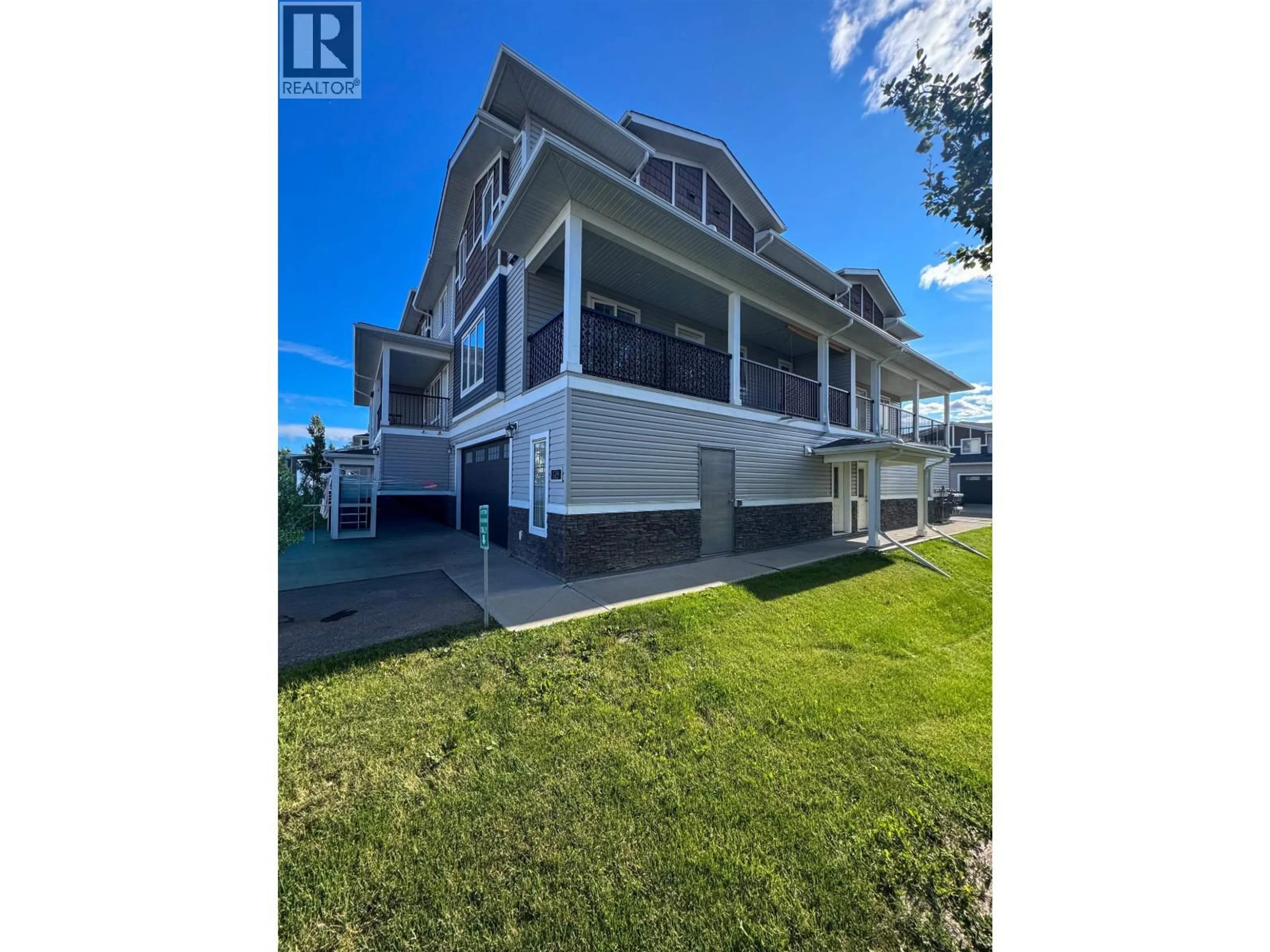 A pic from outside/outdoor area/front of a property/back of a property/a pic from drone, water/lake/river/ocean view for 124 - 10104 114A AVENUE, Fort St. John British Columbia V1J0K5