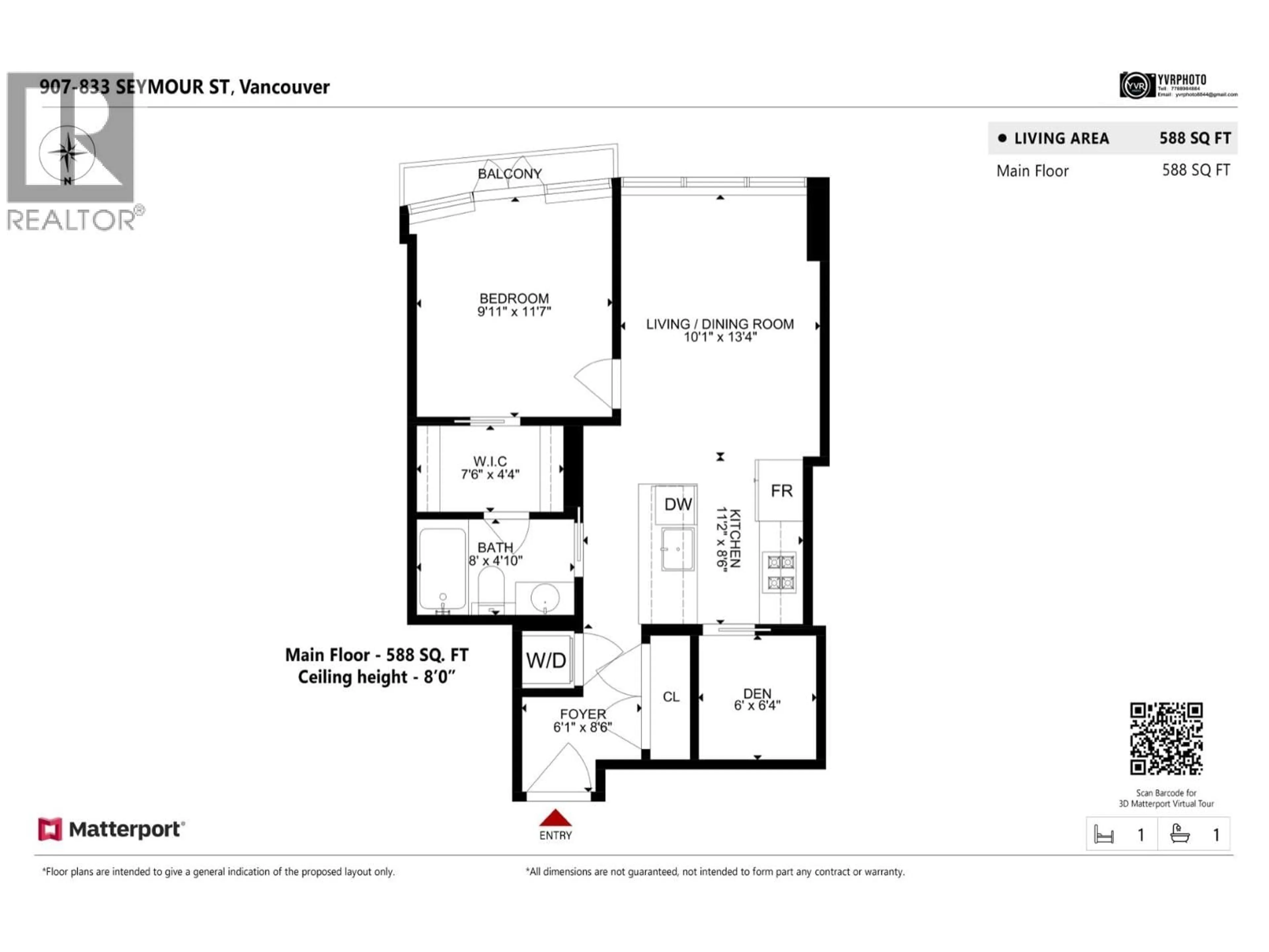 Floor plan for 907 - 833 SEYMOUR STREET, Vancouver British Columbia V6B0G4