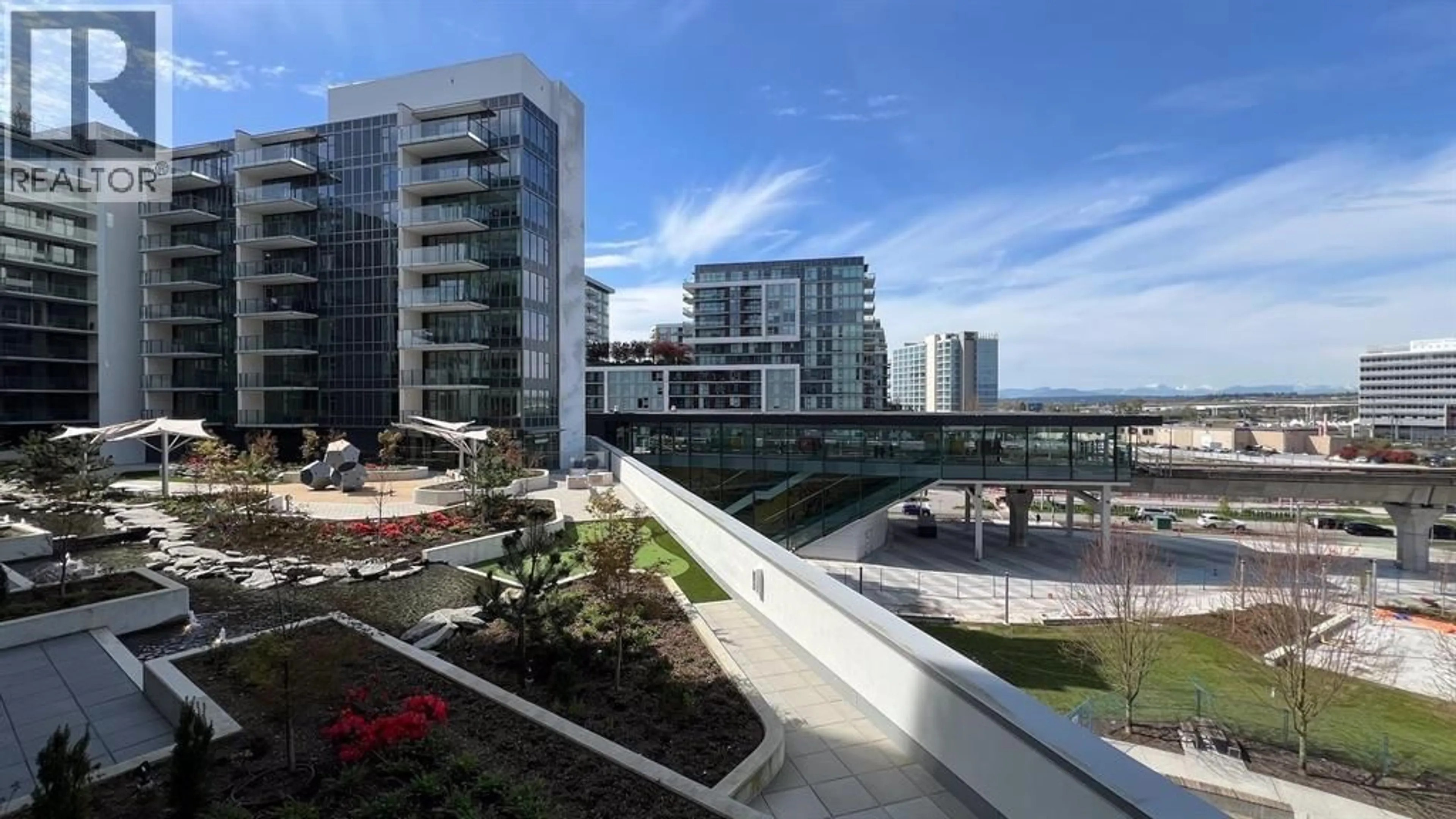 Patio, city buildings view from balcony for 1096 - 8671 HAZELBRIDGE WAY, Richmond British Columbia V6X0W9