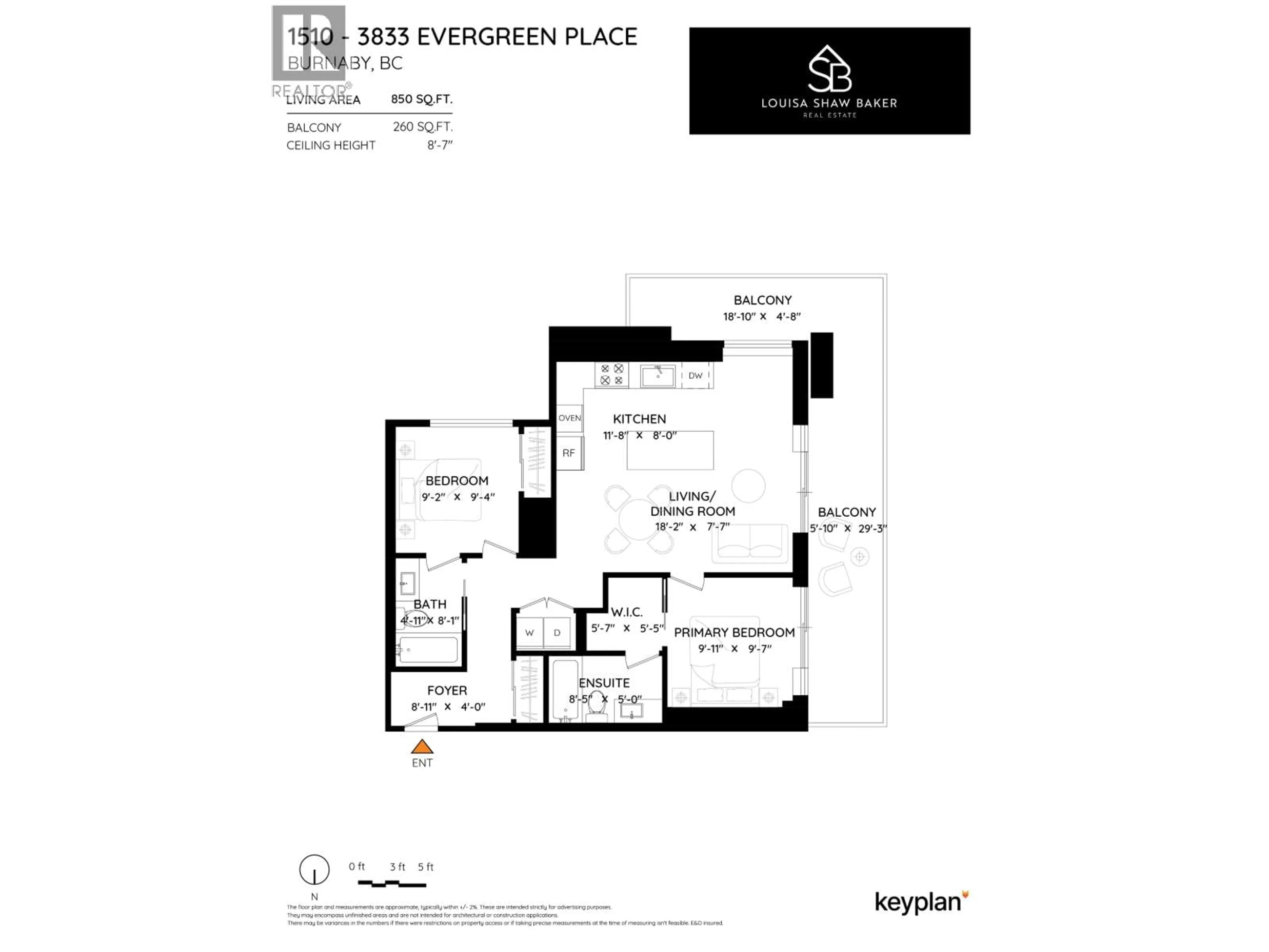 Floor plan for 1510 - 3833 EVERGREEN PLACE, Burnaby British Columbia V3J0M2