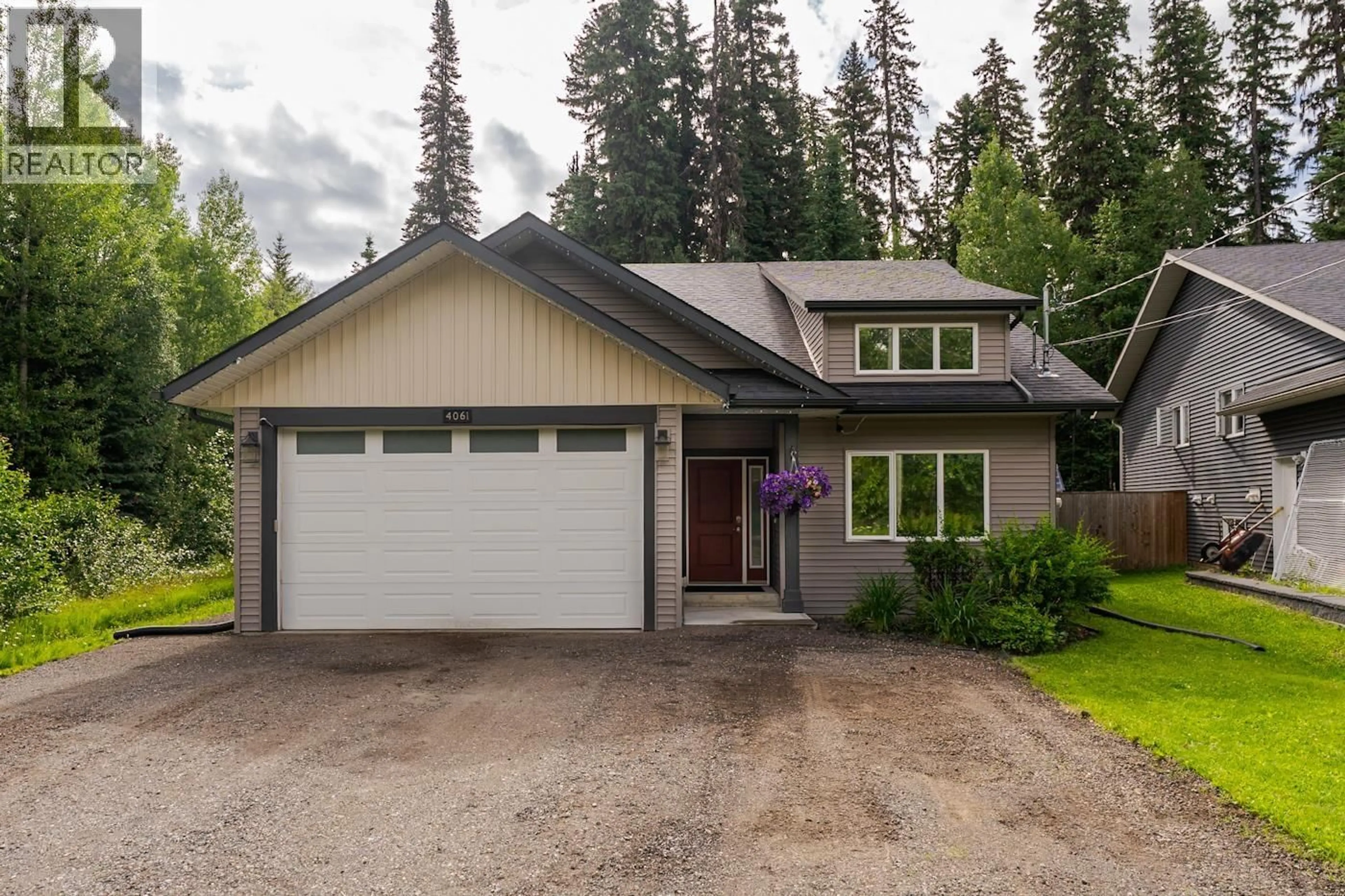 Home with vinyl exterior material, street for 4061 ESTAVILLA DRIVE, Prince George British Columbia V2K2T8
