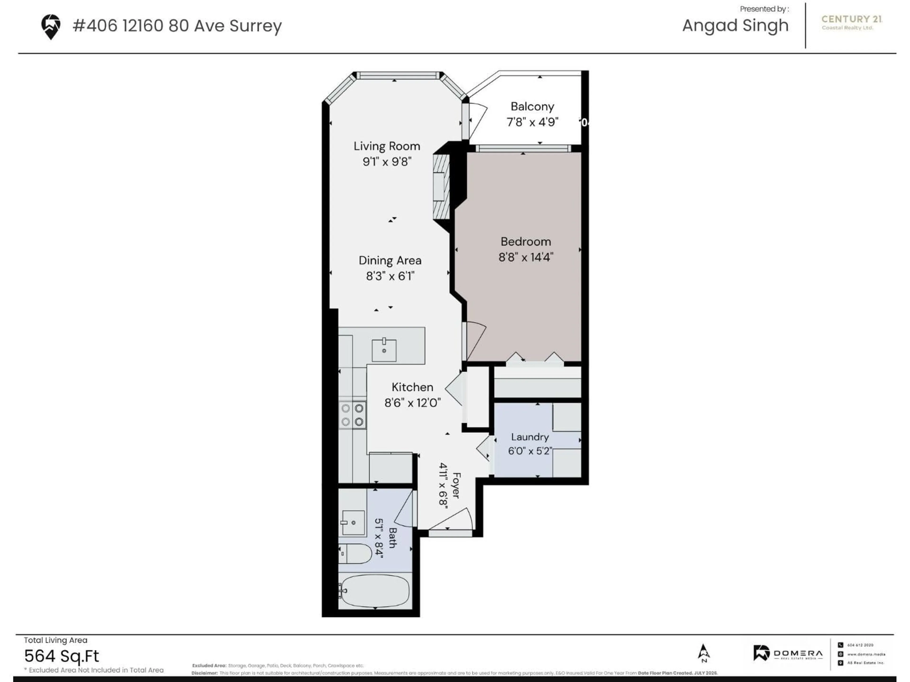 Floor plan for 406 - 12160 80 AVENUE, Surrey British Columbia V3W0V3