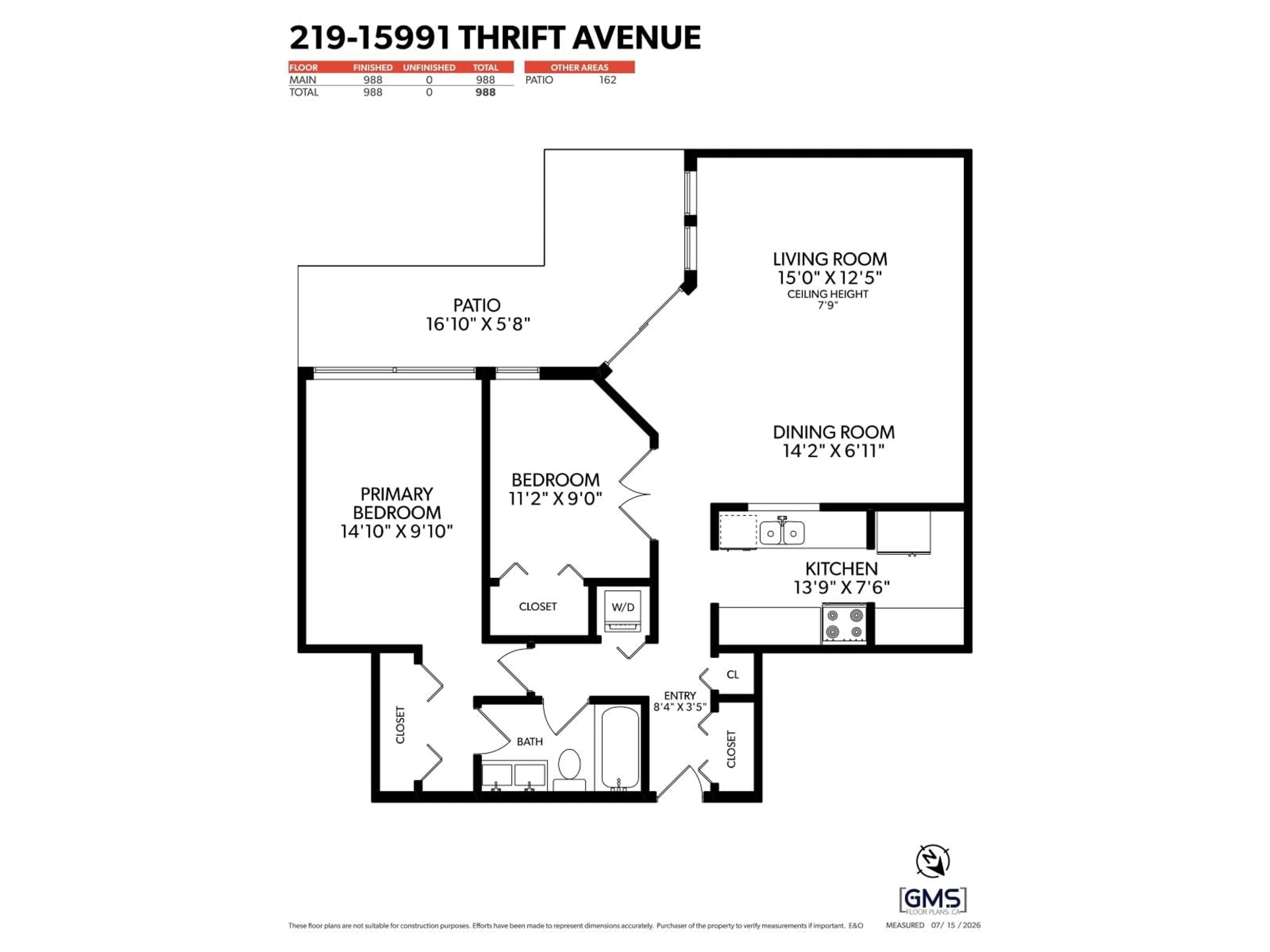 Floor plan for 219 - 15991 THRIFT AVENUE, White Rock British Columbia V4B2M9