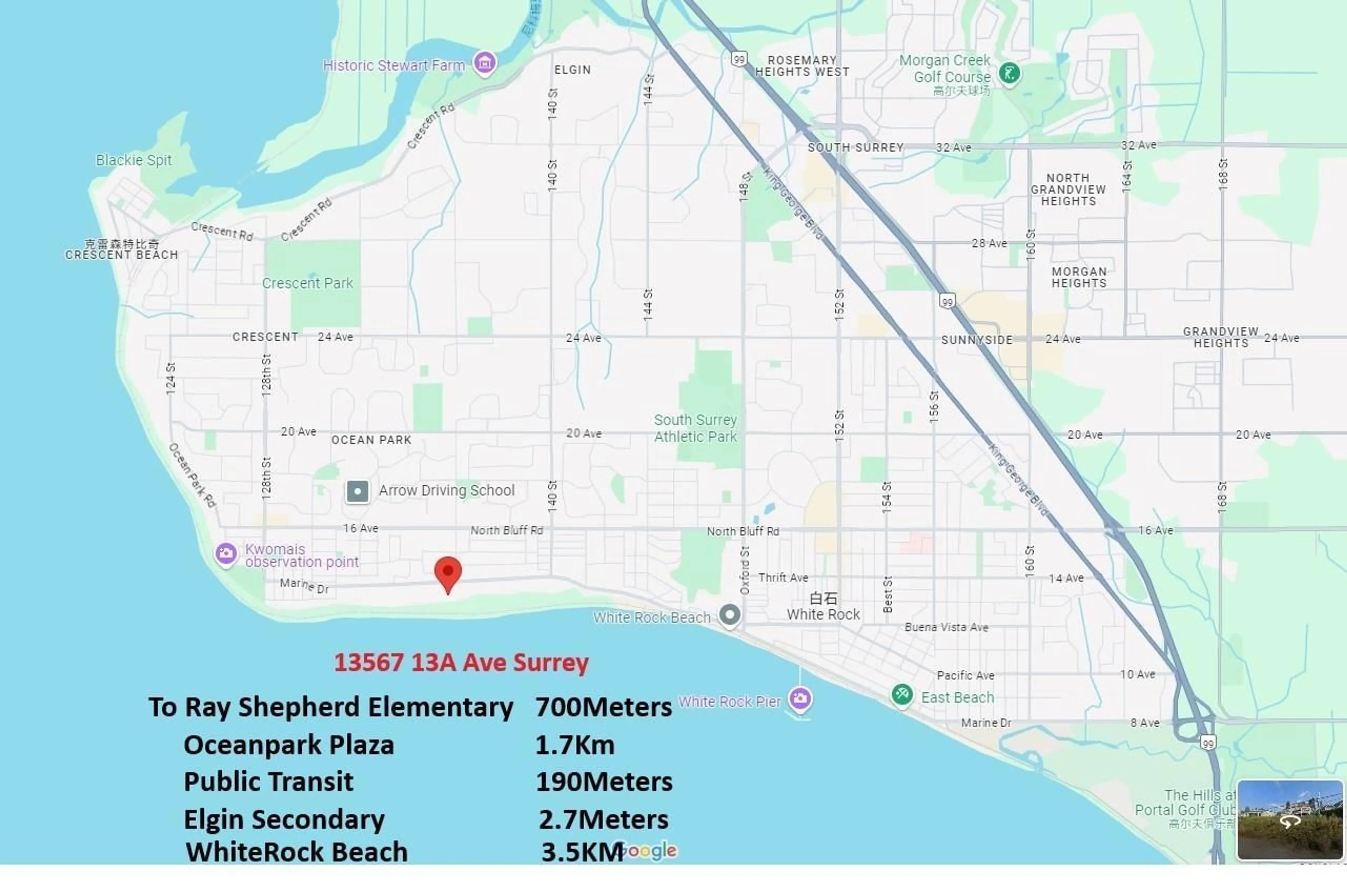 Picture of a map for 13567 13A AVENUE, Surrey British Columbia V4A1C5