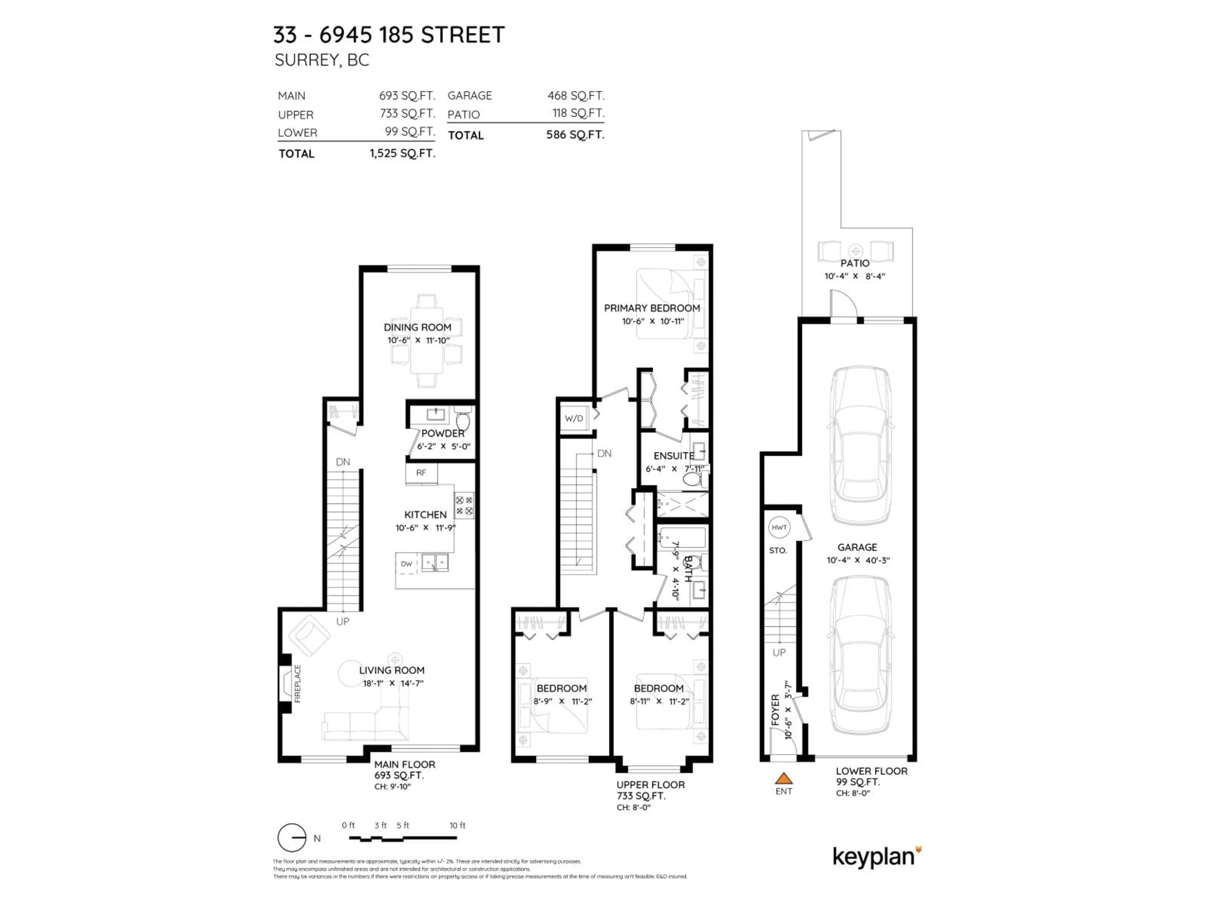 Floor plan for 33 - 6945 185 STREET, Surrey British Columbia V4N6N4
