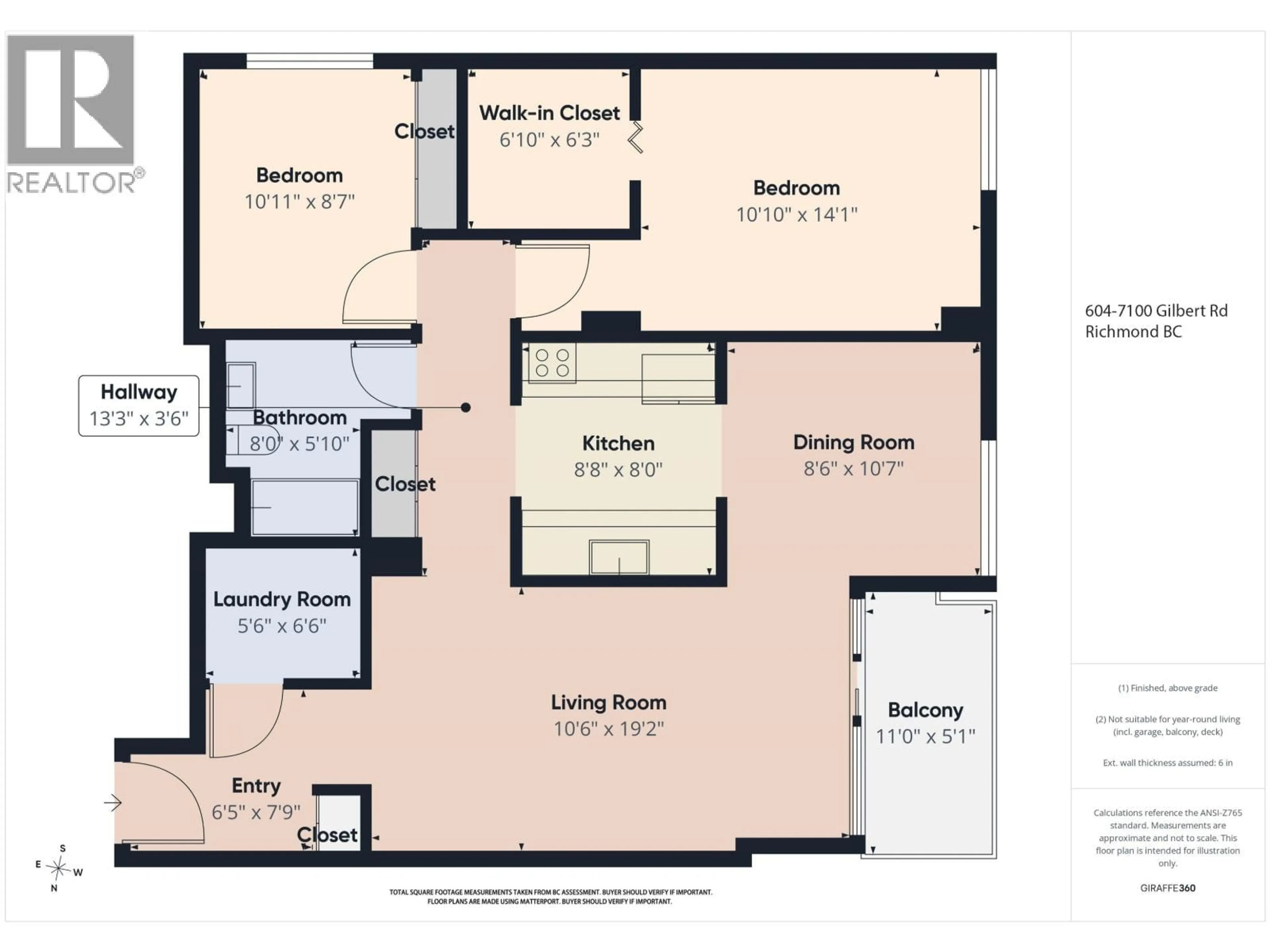 Floor plan for 604 - 7100 GILBERT ROAD, Richmond British Columbia V7C5C3
