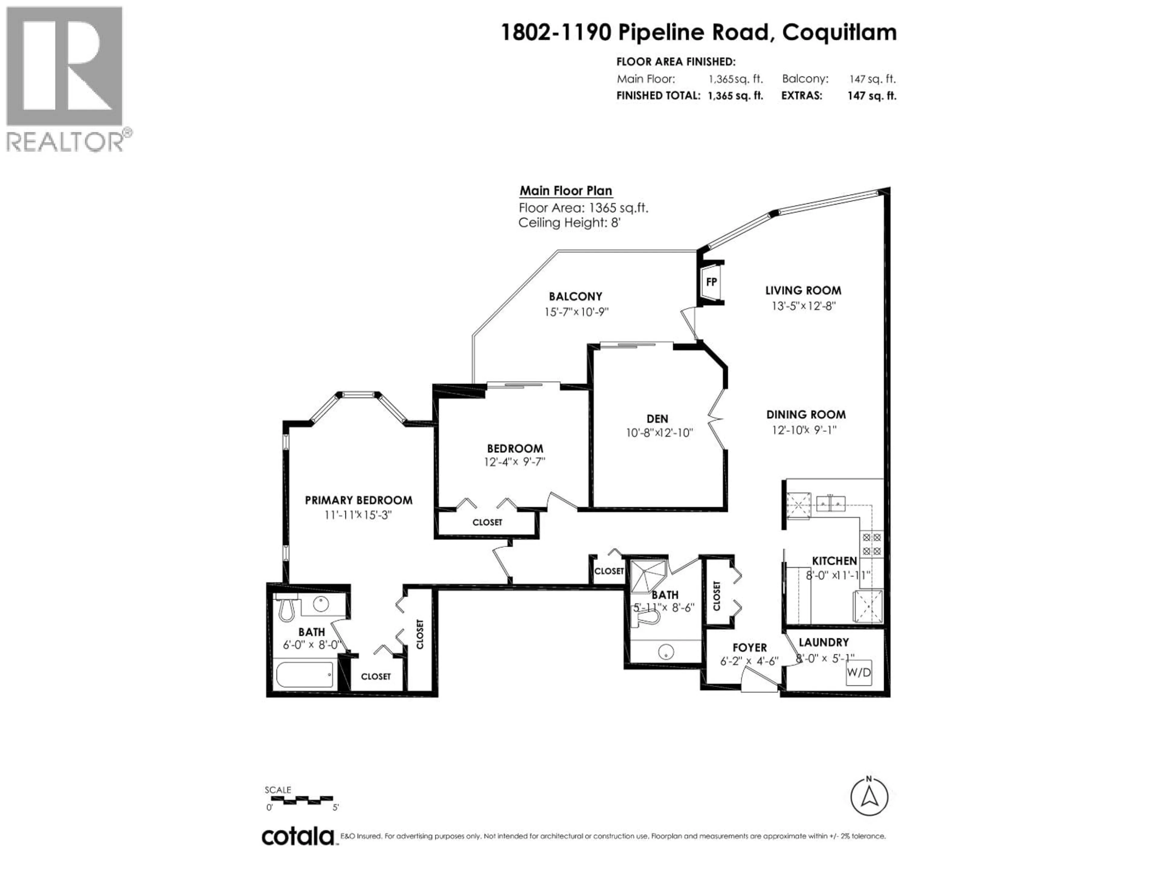 Floor plan for 1802 - 1190 PIPELINE ROAD, Coquitlam British Columbia V3B7T9