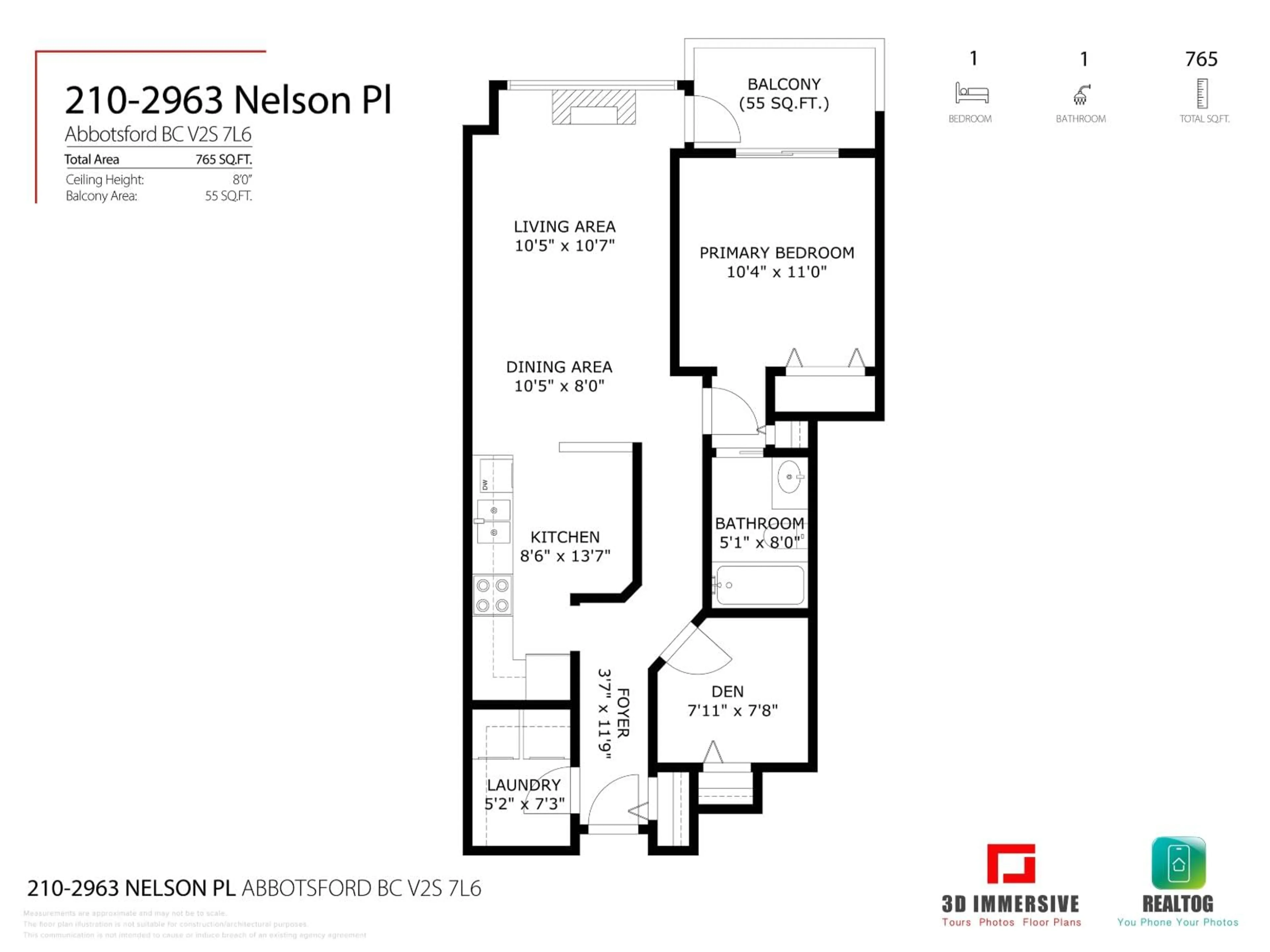 Floor plan for 210 - 2963 NELSON PLACE, Abbotsford British Columbia V2S7L6
