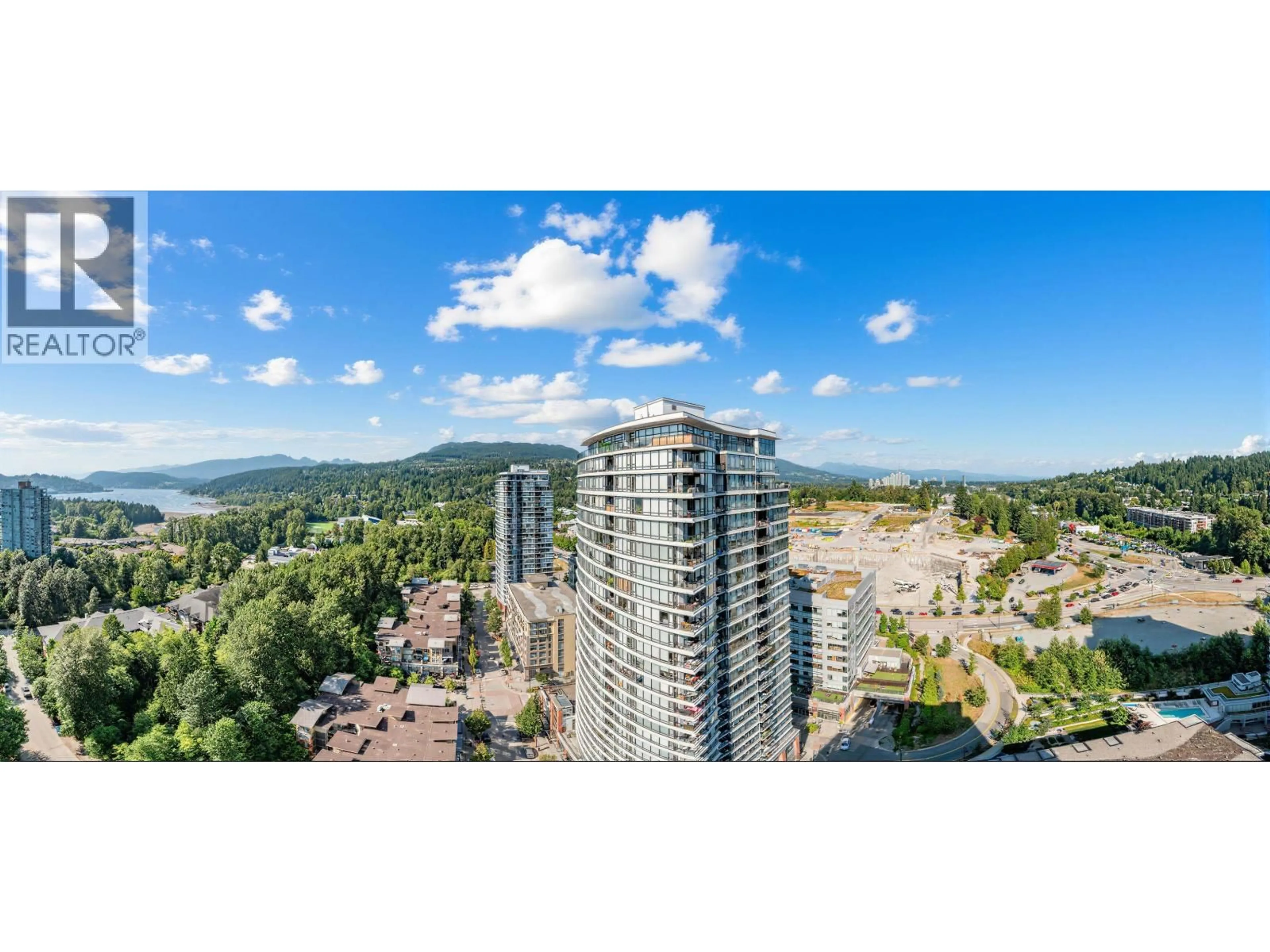 A pic from outside/outdoor area/front of a property/back of a property/a pic from drone, city buildings view from balcony for 2501 - 305 MORRISSEY ROAD, Port Moody British Columbia V3H0M3