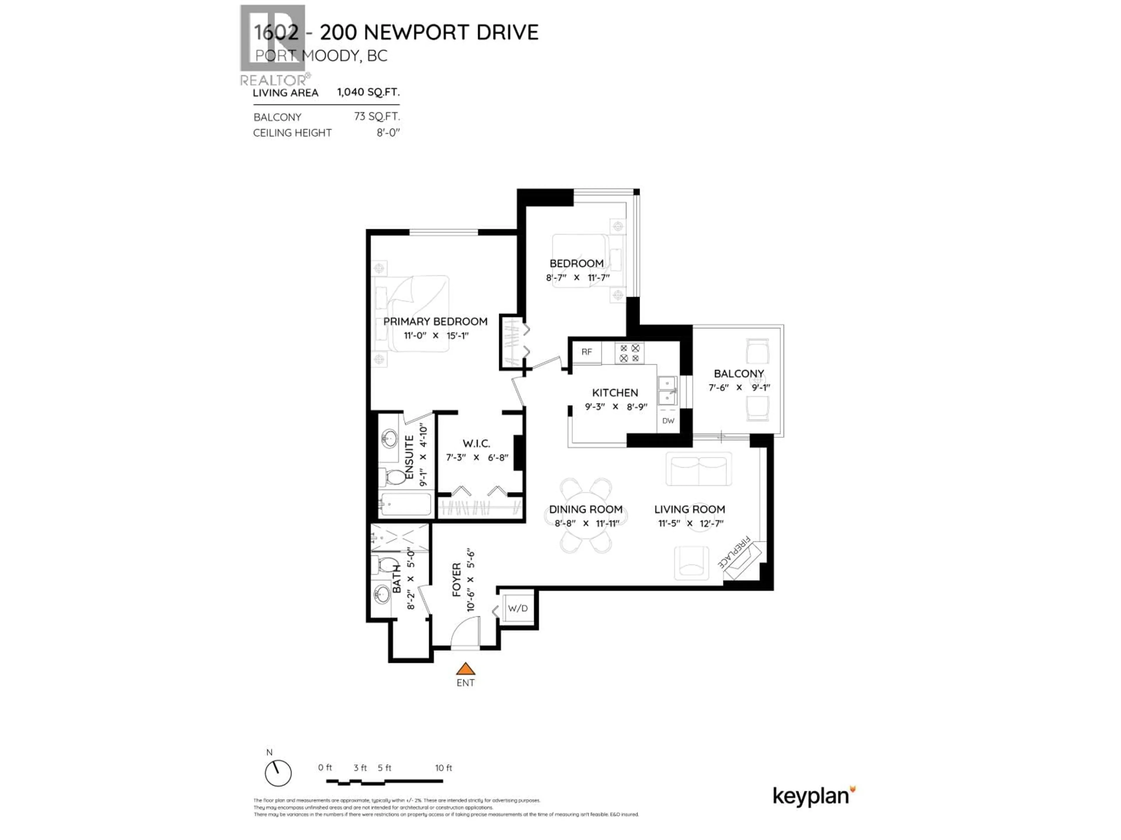 Floor plan for 1602 - 200 NEWPORT DRIVE, Port Moody British Columbia V3H5B7