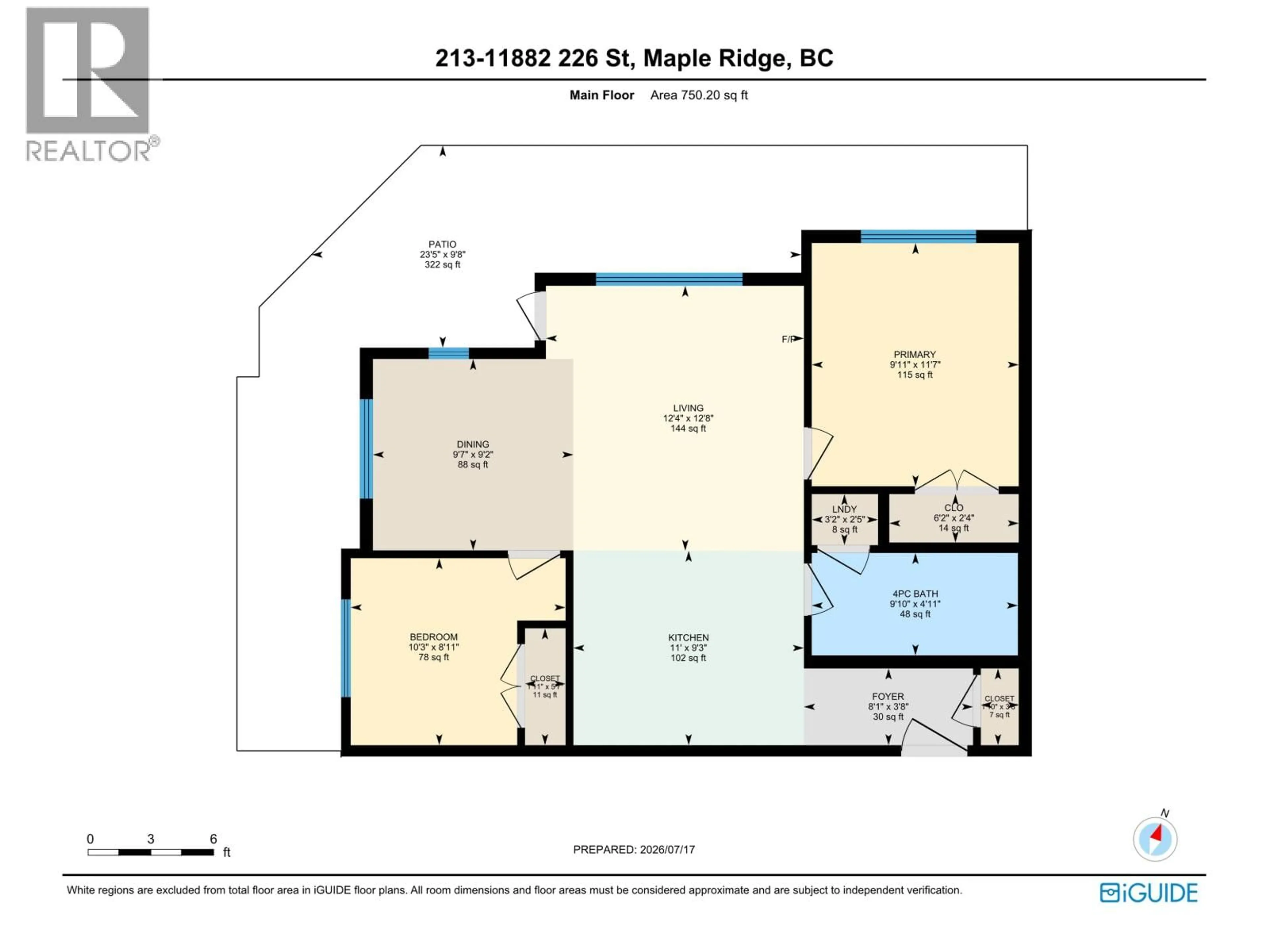 Floor plan for 213 - 18882 226TH STREET, Maple Ridge British Columbia V2X9C7
