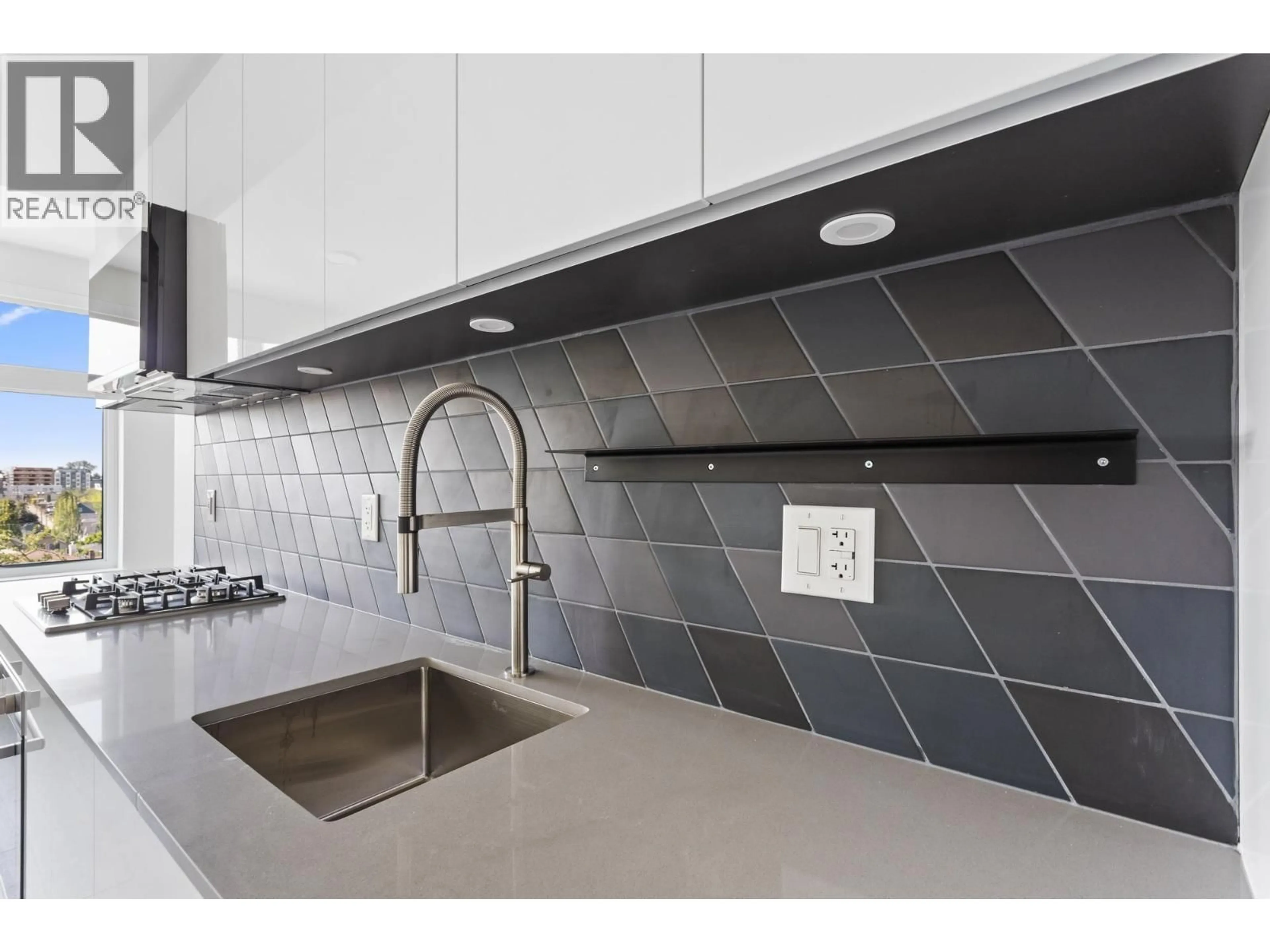 Contemporary kitchen, ceramic/tile floor for 405 - 3264 VANNESS AVENUE, Vancouver British Columbia V5R4V3