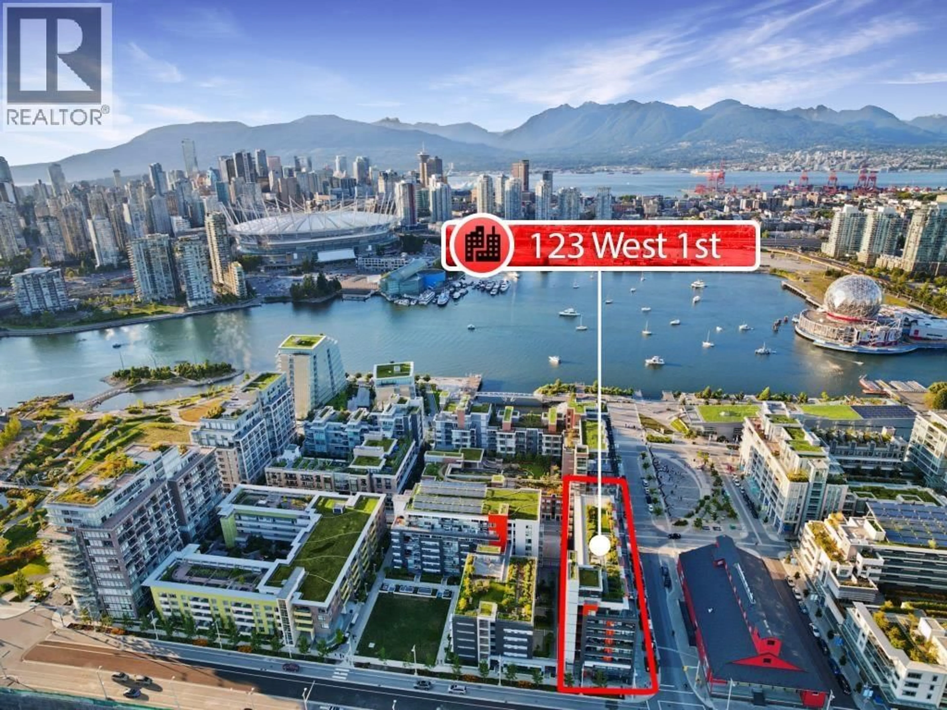 A pic from outside/outdoor area/front of a property/back of a property/a pic from drone, city buildings view from balcony for 310 - 123 1ST AVENUE, Vancouver British Columbia V5Y0H4