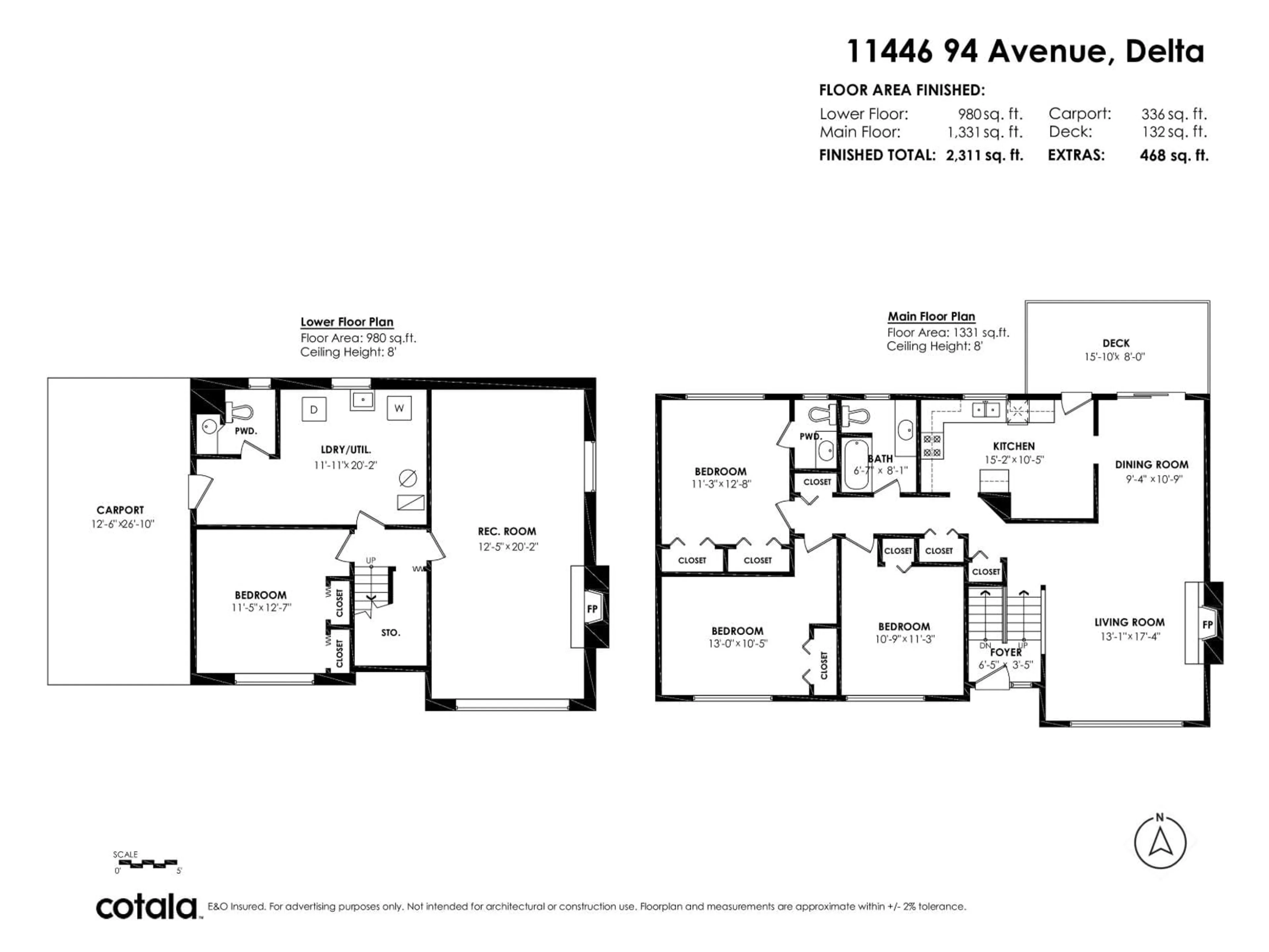 Floor plan for 11446 94 AVENUE, Delta British Columbia V4C3R2