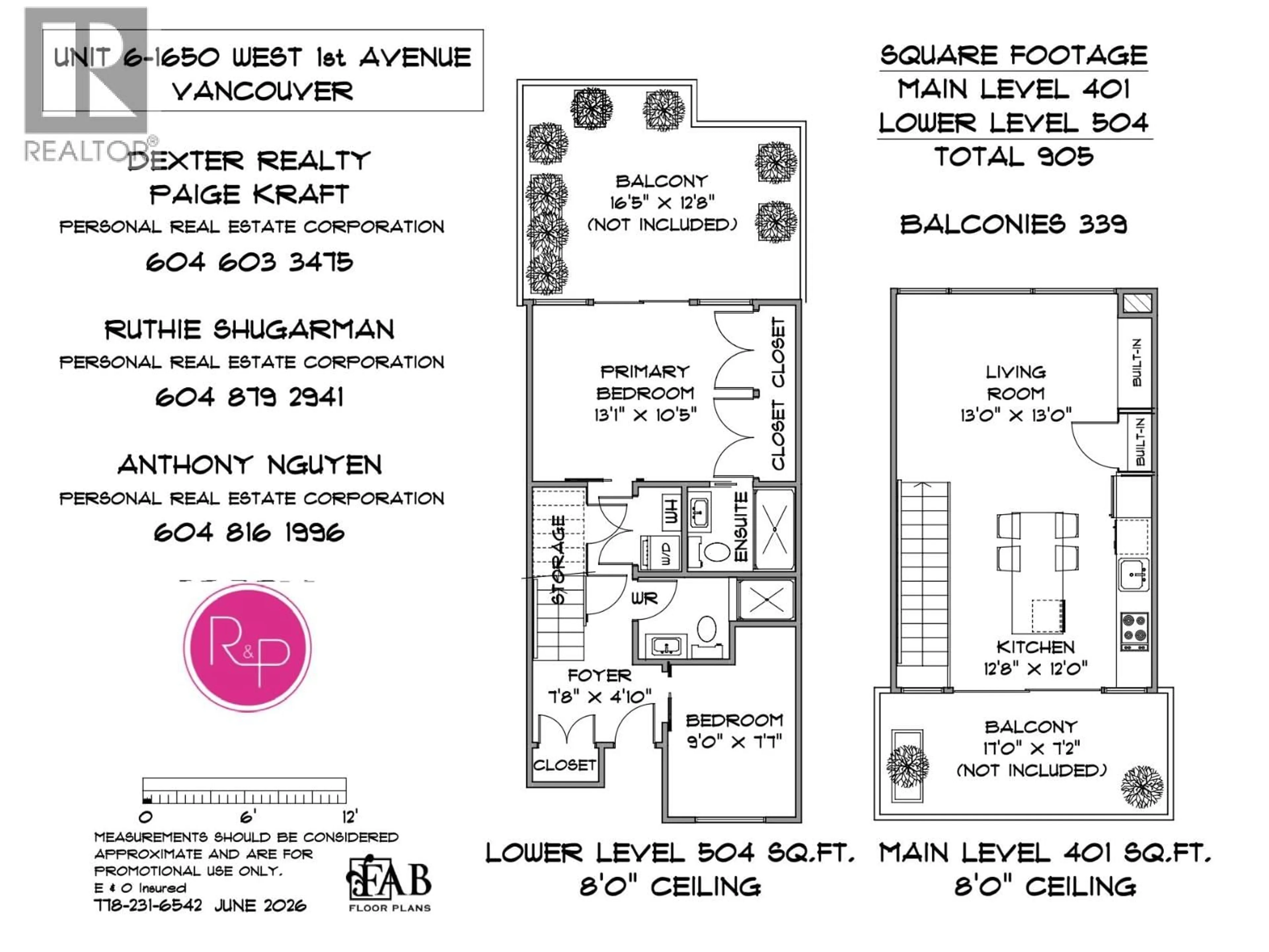 Floor plan for 6 - 1650 1ST AVENUE, Vancouver British Columbia V6J1G1