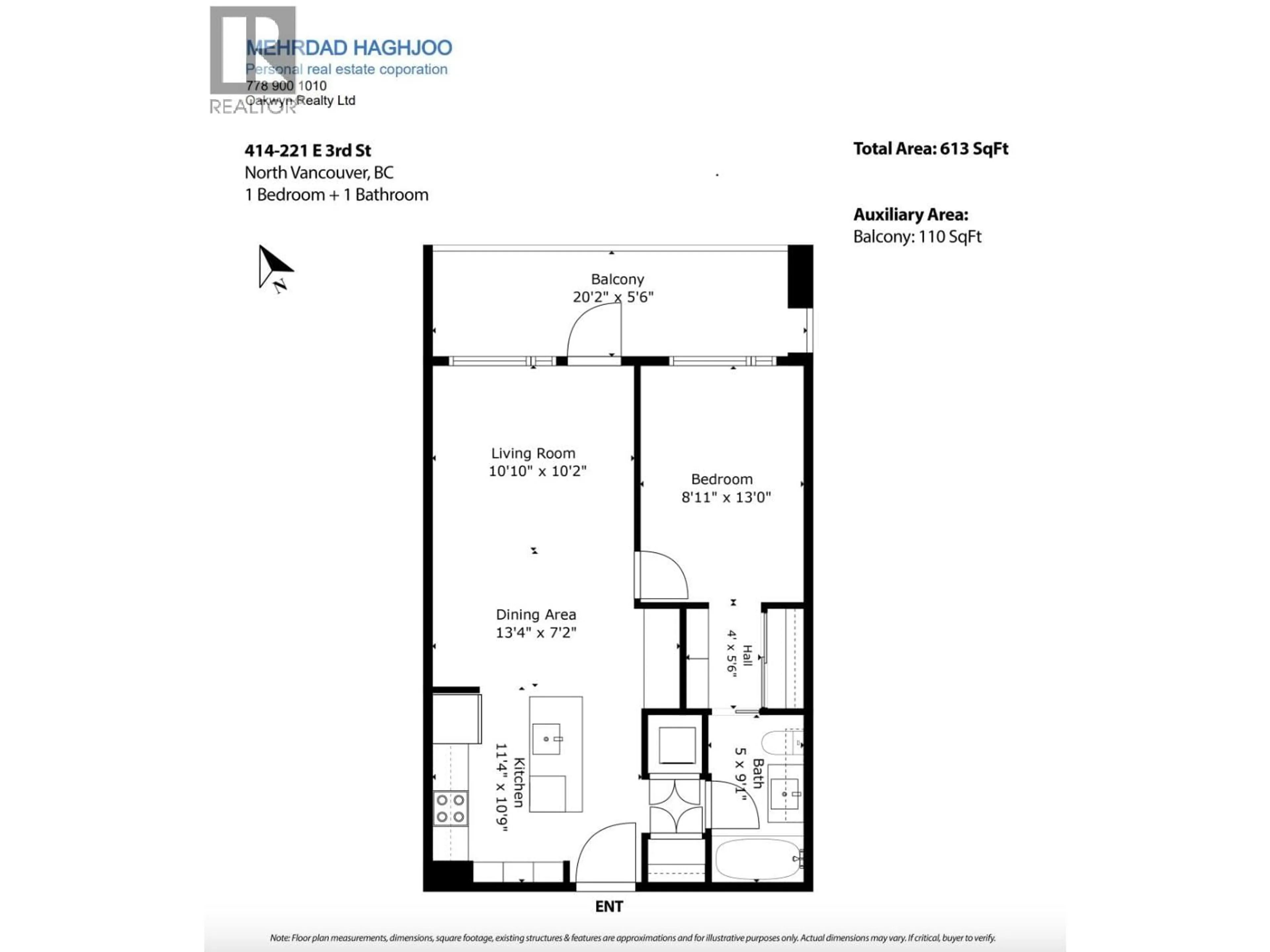 Floor plan for 414 - 221 3RD STREET, North Vancouver British Columbia V7L0C1