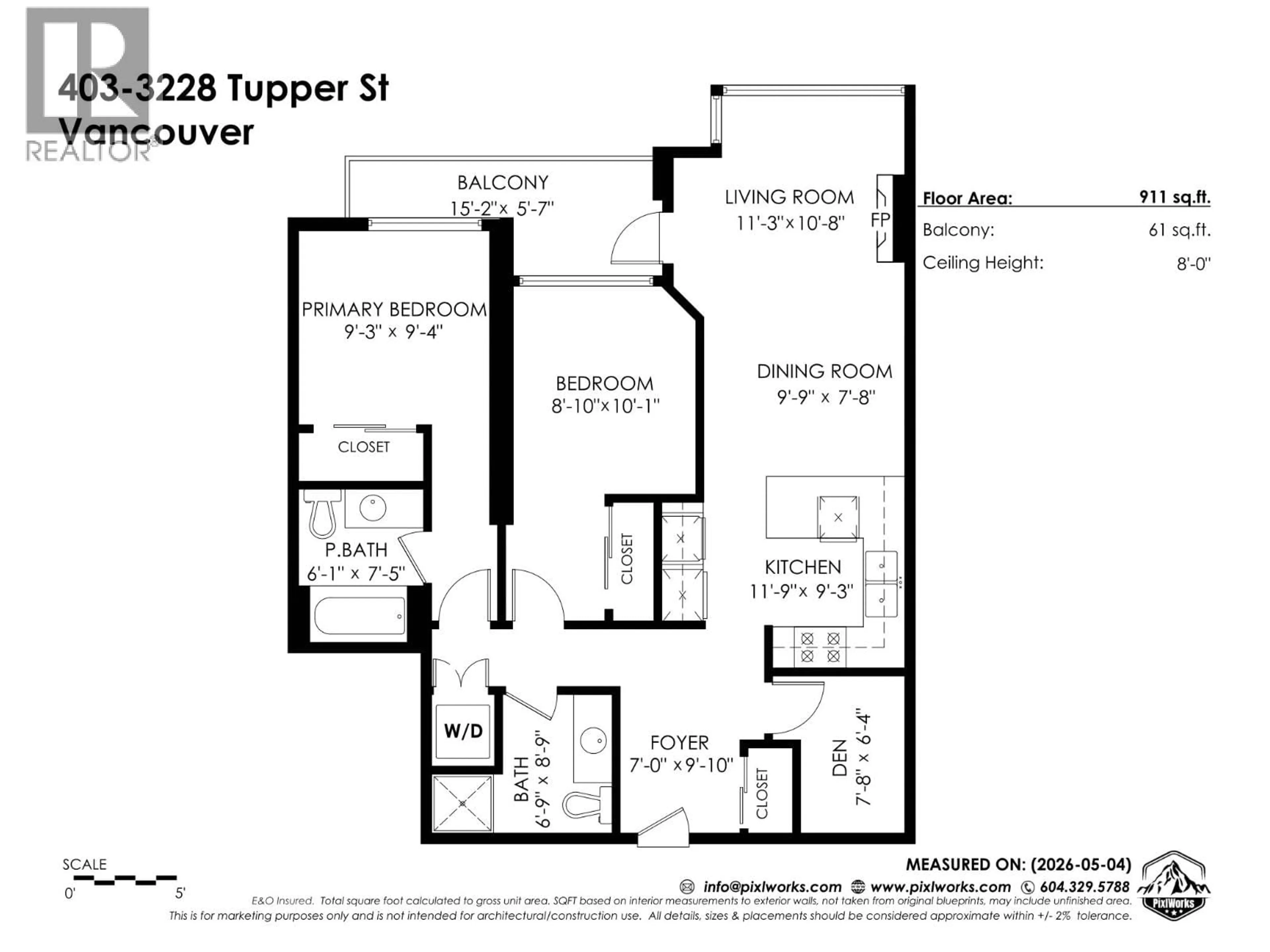Floor plan for 403 - 3228 TUPPER STREET, Vancouver British Columbia V5Z4S7