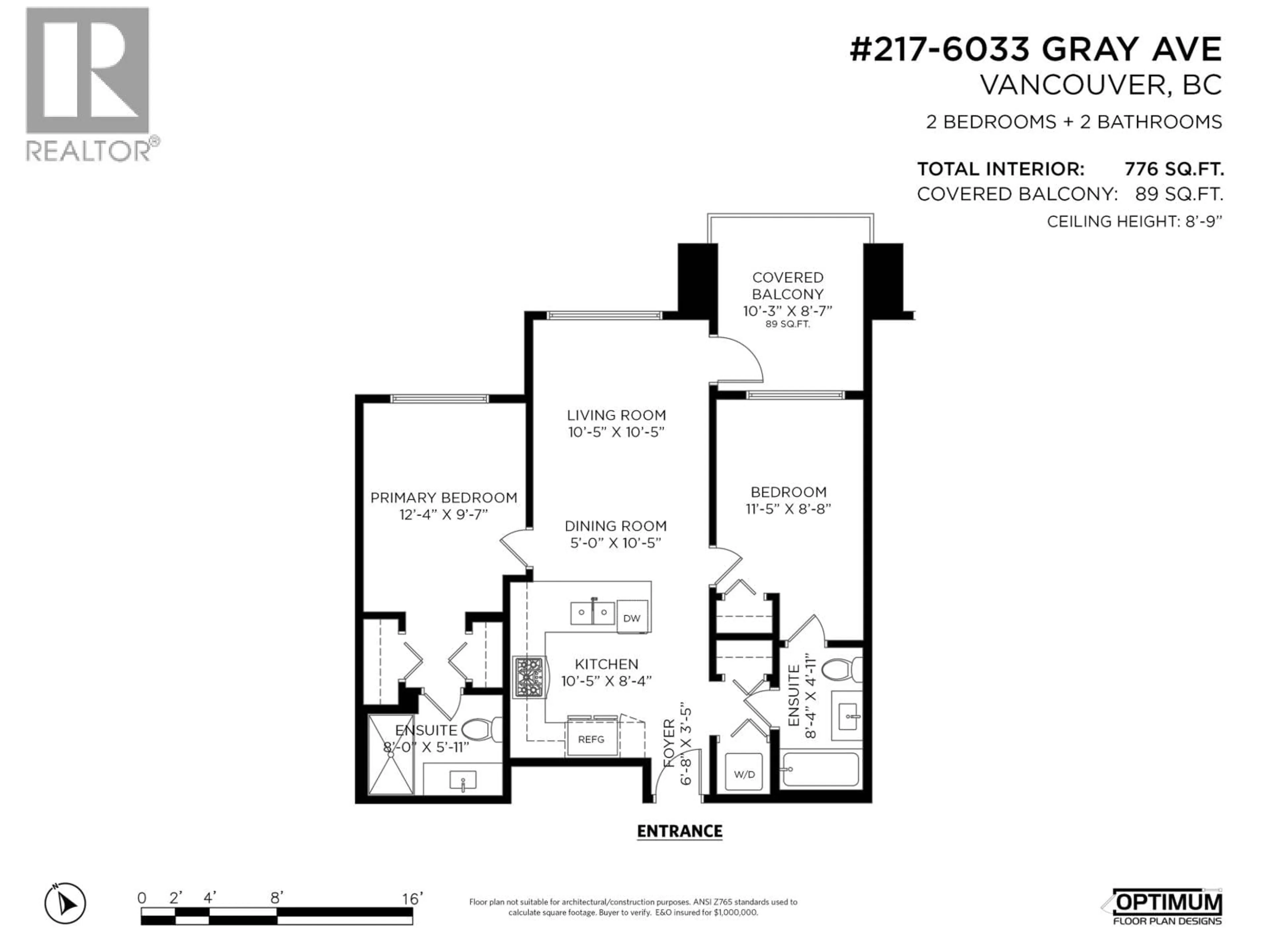Floor plan for 217 - 6033 GRAY AVENUE, Vancouver British Columbia V6S0G3