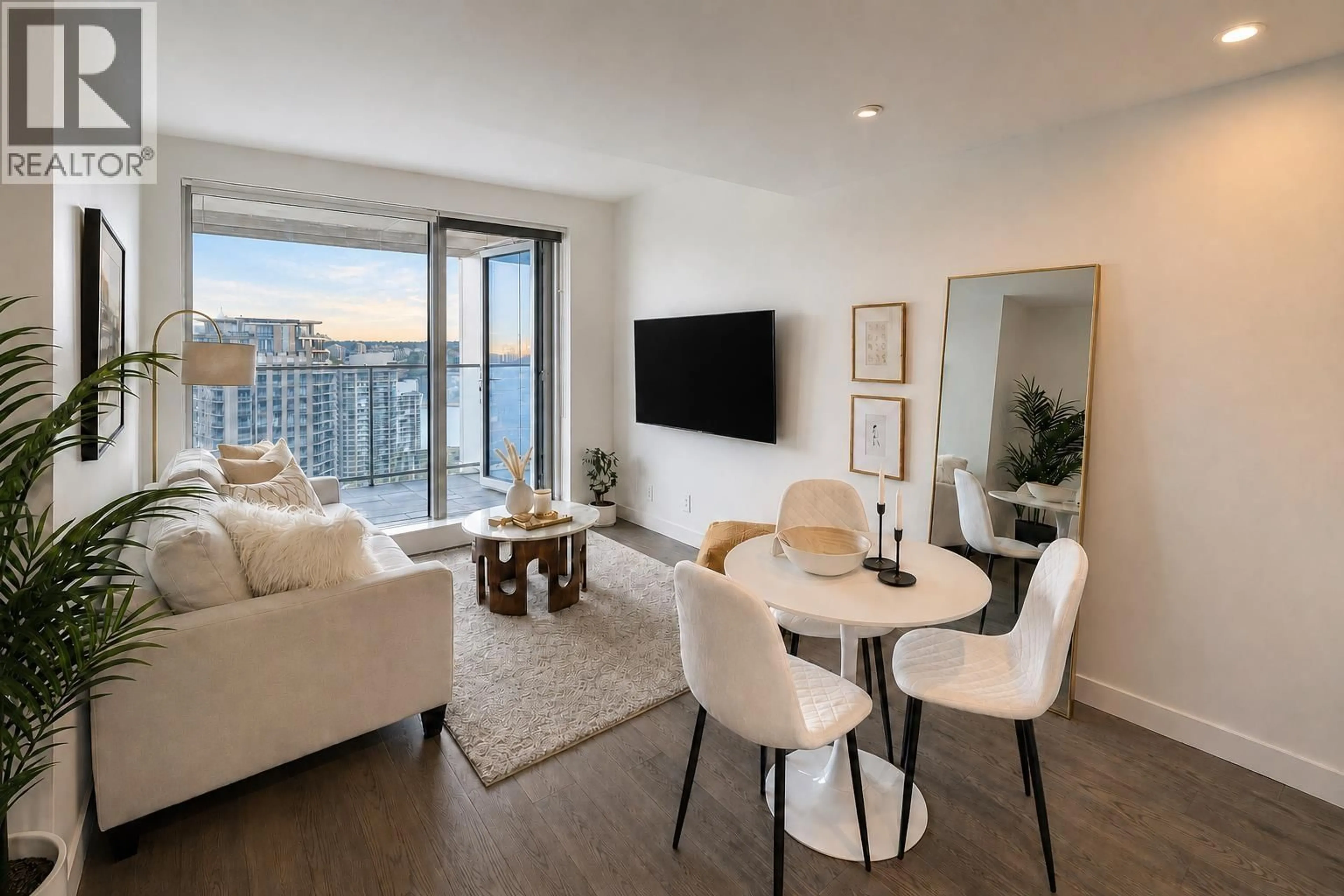 Living room with furniture, wood/laminate floor for 3209 - 1480 HOWE STREET, Vancouver British Columbia V6Z0G5