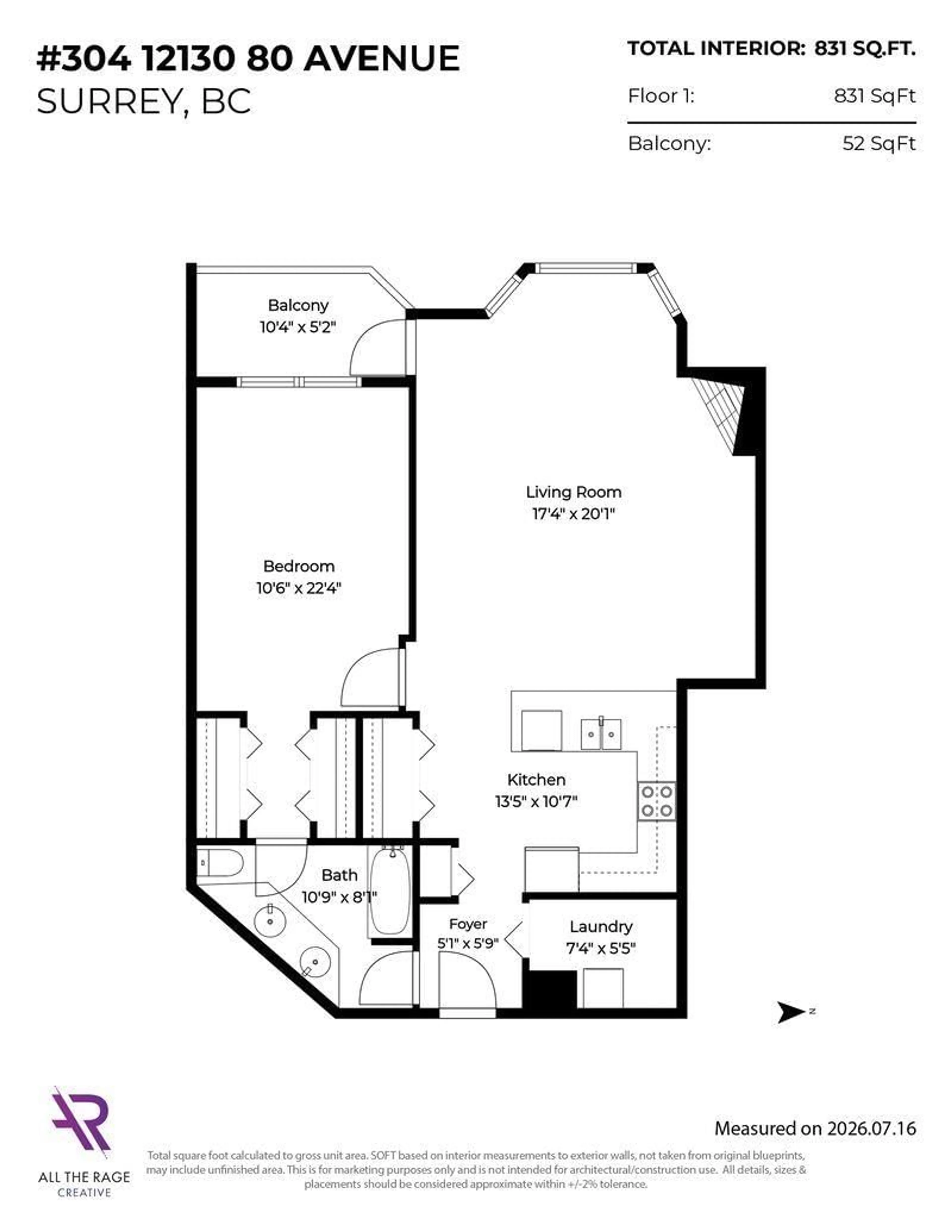 Floor plan for 304 - 12130 80 AVENUE, Surrey British Columbia V3W0V2