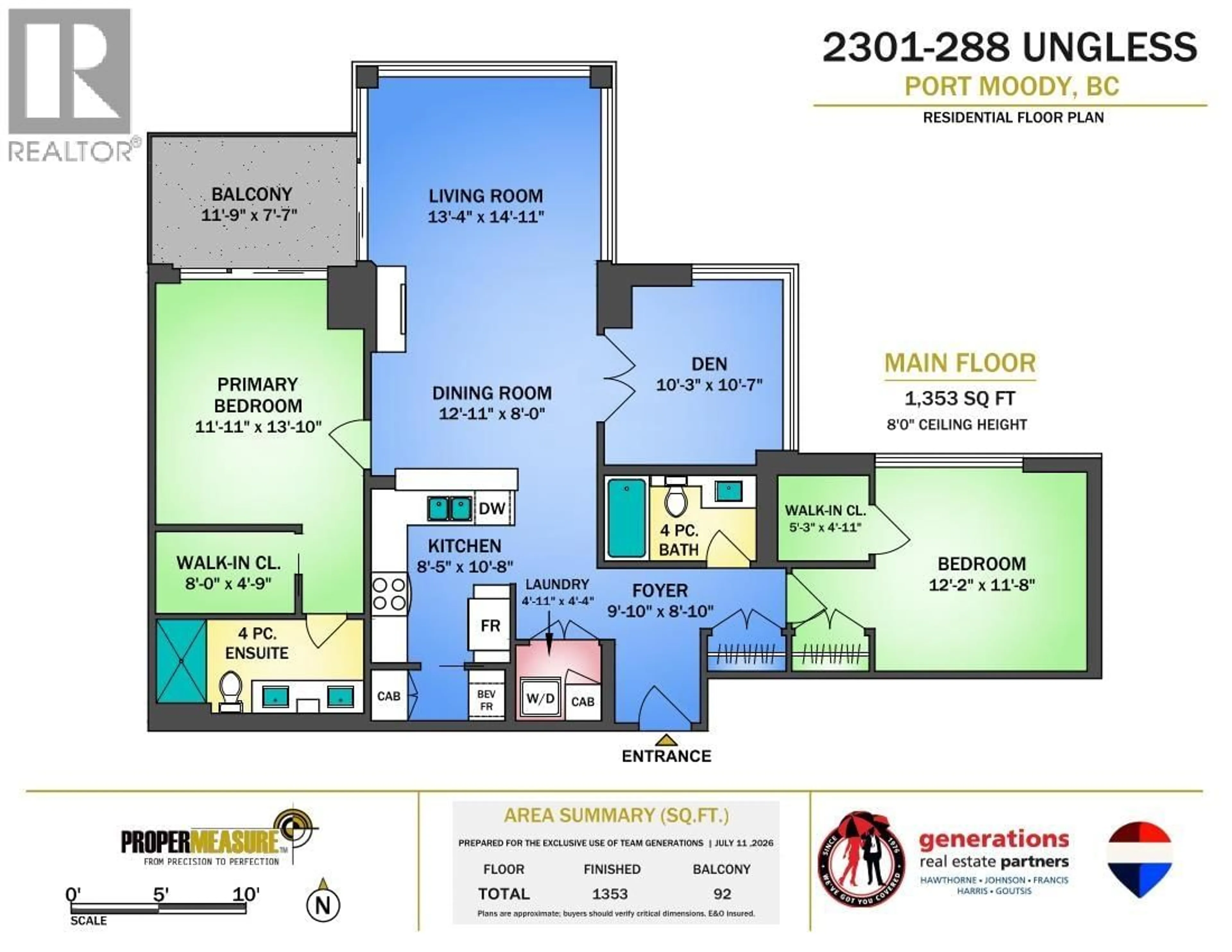 Floor plan for 2301 - 288 UNGLESS WAY, Coquitlam British Columbia V3H0C9