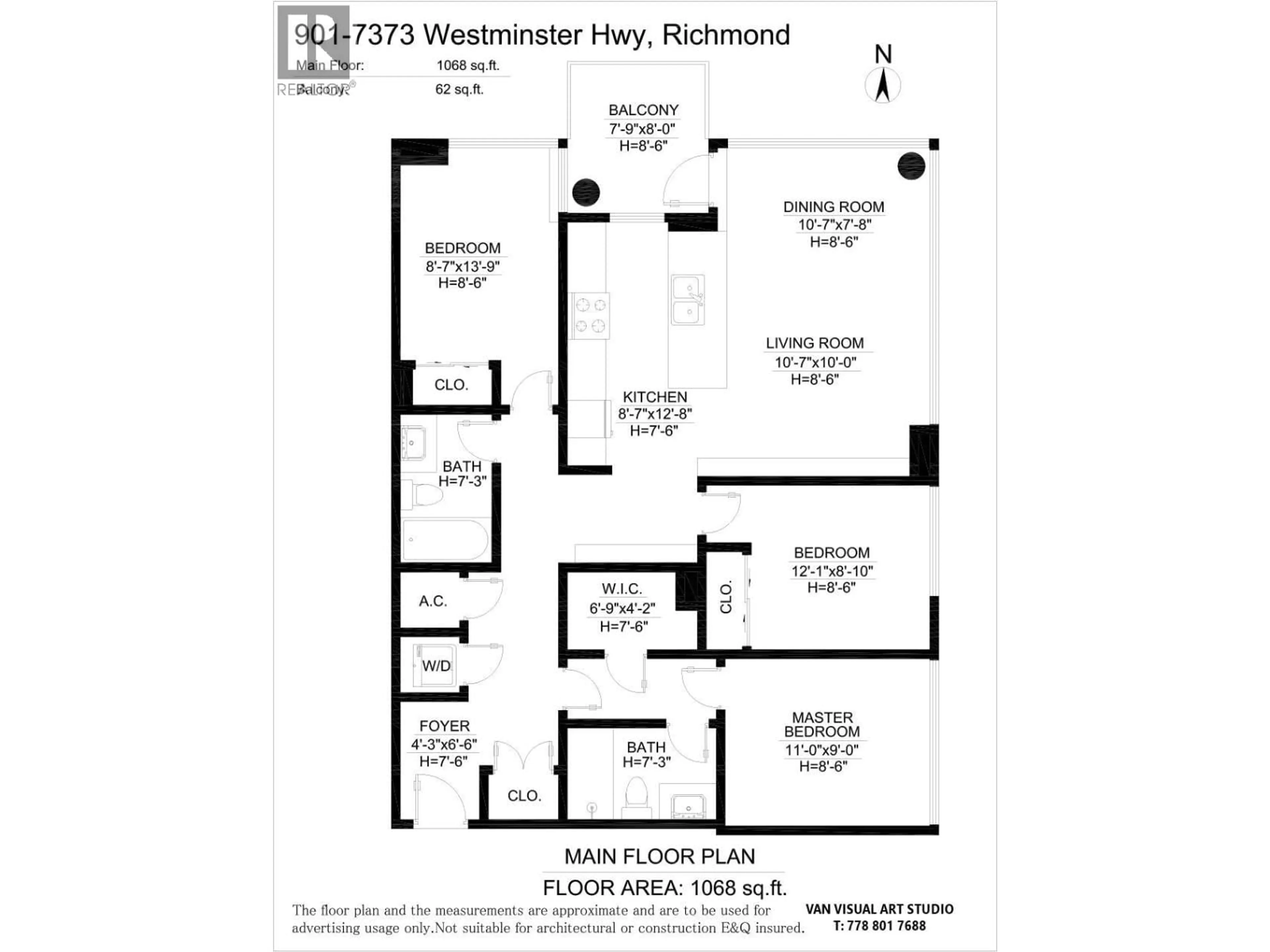 Floor plan for 901 - 7373 WESTMINSTER HIGHWAY, Richmond British Columbia V6X0B5