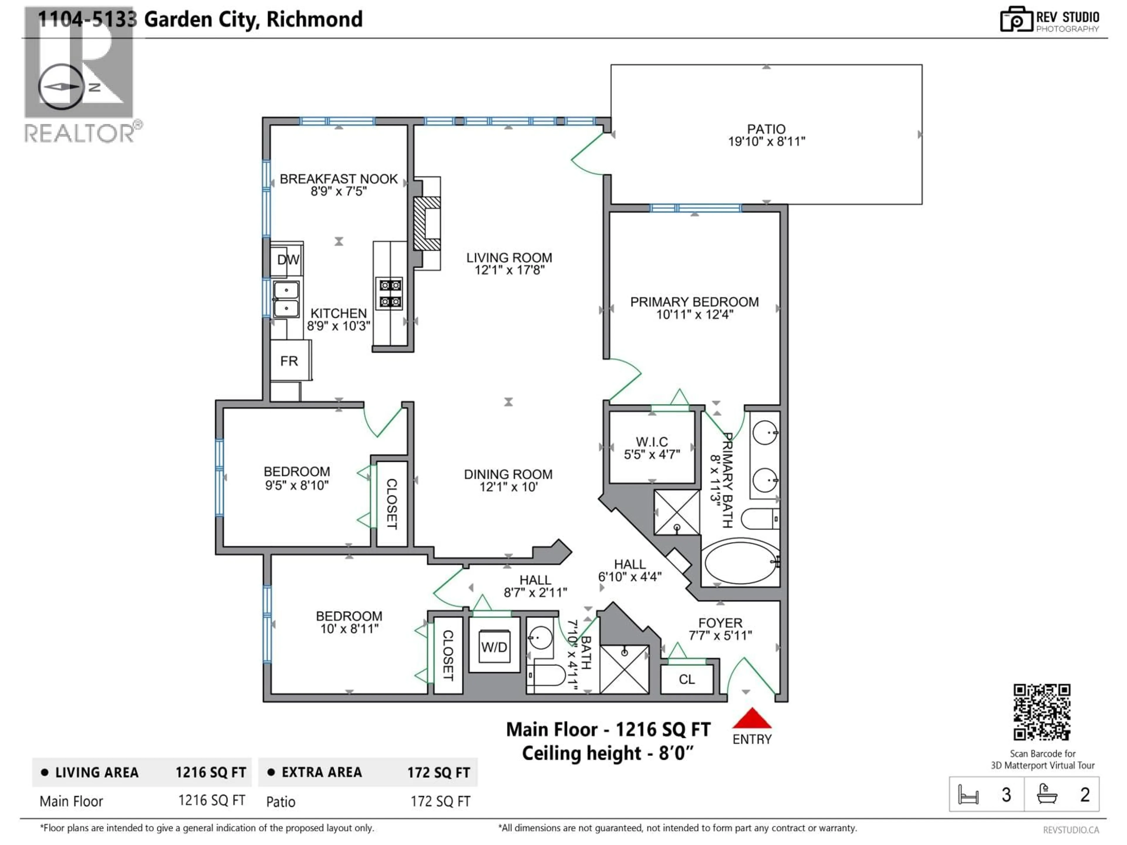 Floor plan for 1104 - 5133 GARDEN CITY ROAD, Richmond British Columbia V6X4H9