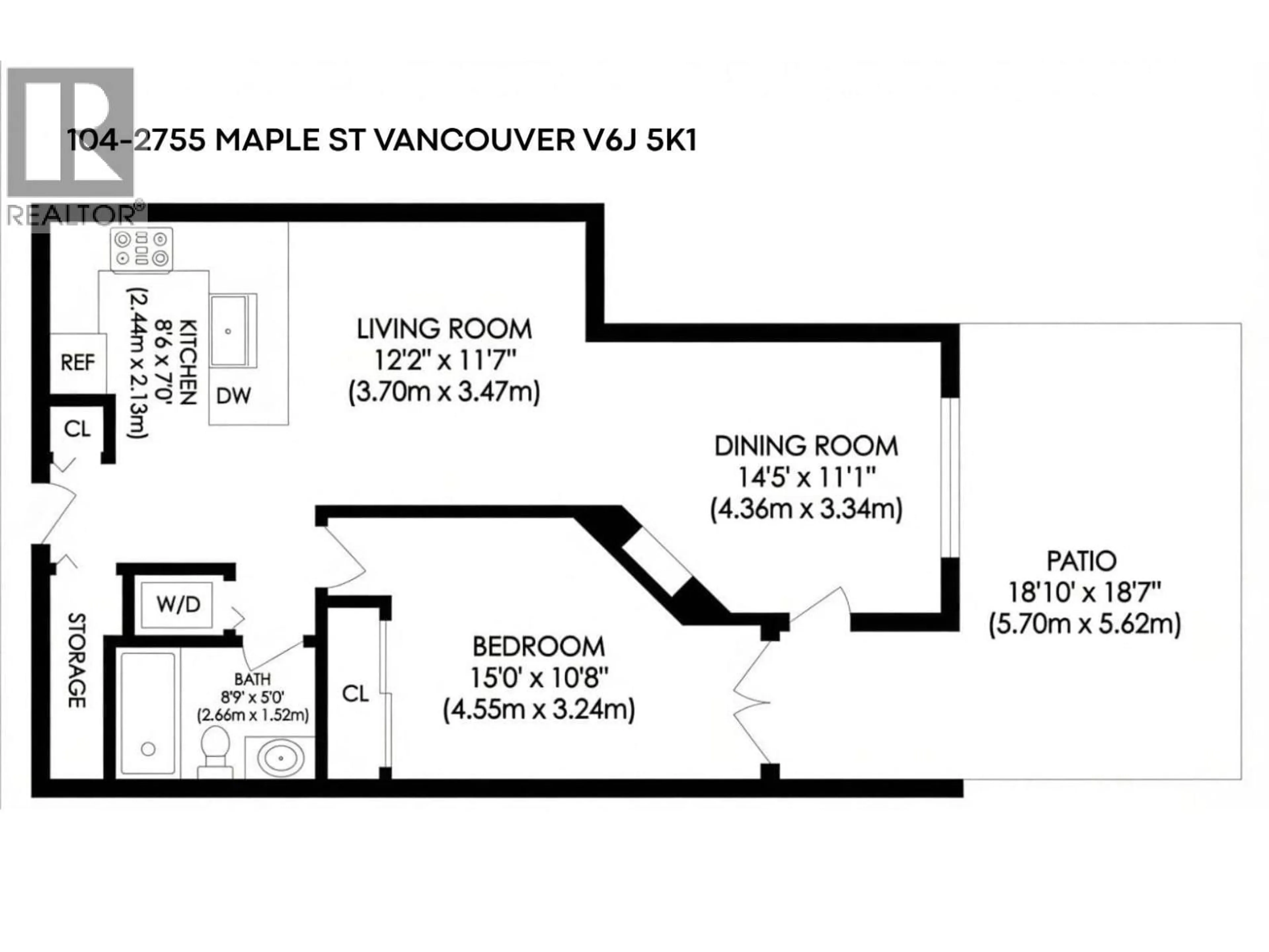 Floor plan for 104 - 2755 MAPLE STREET, Vancouver British Columbia V6J5K1