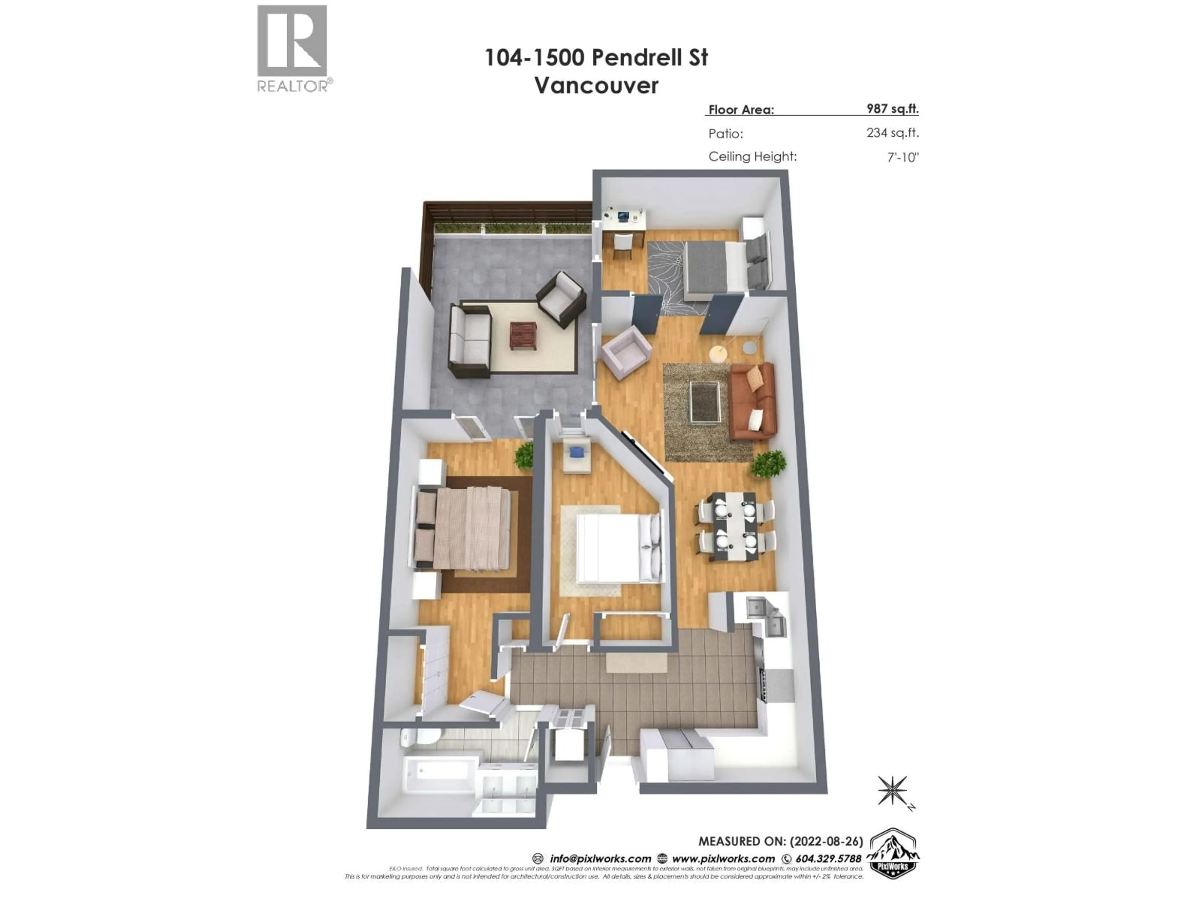 Floor plan for 104 - 1500 PENDRELL STREET, Vancouver British Columbia V6G3A5