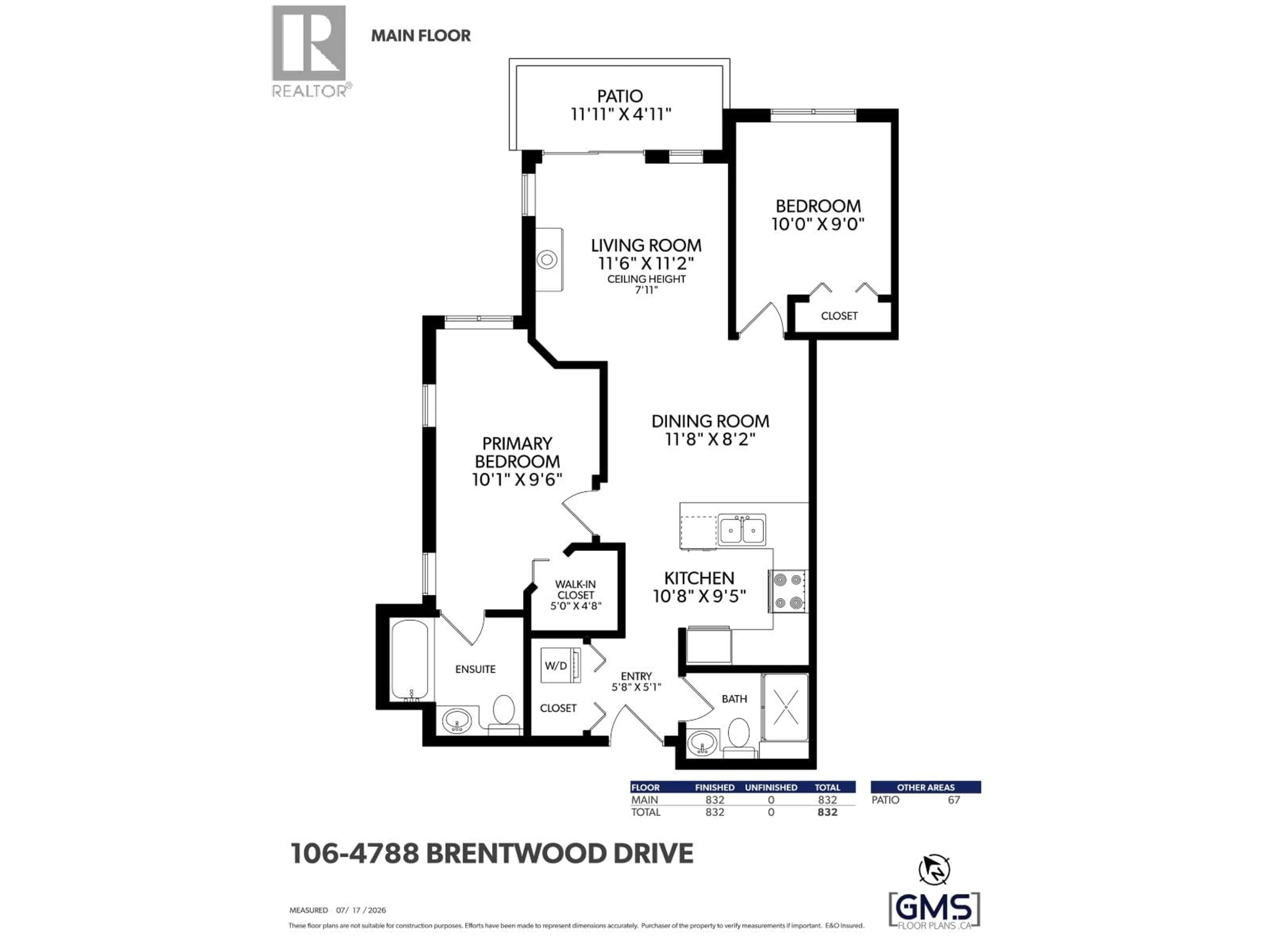 Floor plan for 106 - 4788 BRENTWOOD DRIVE, Burnaby British Columbia V5C0C5