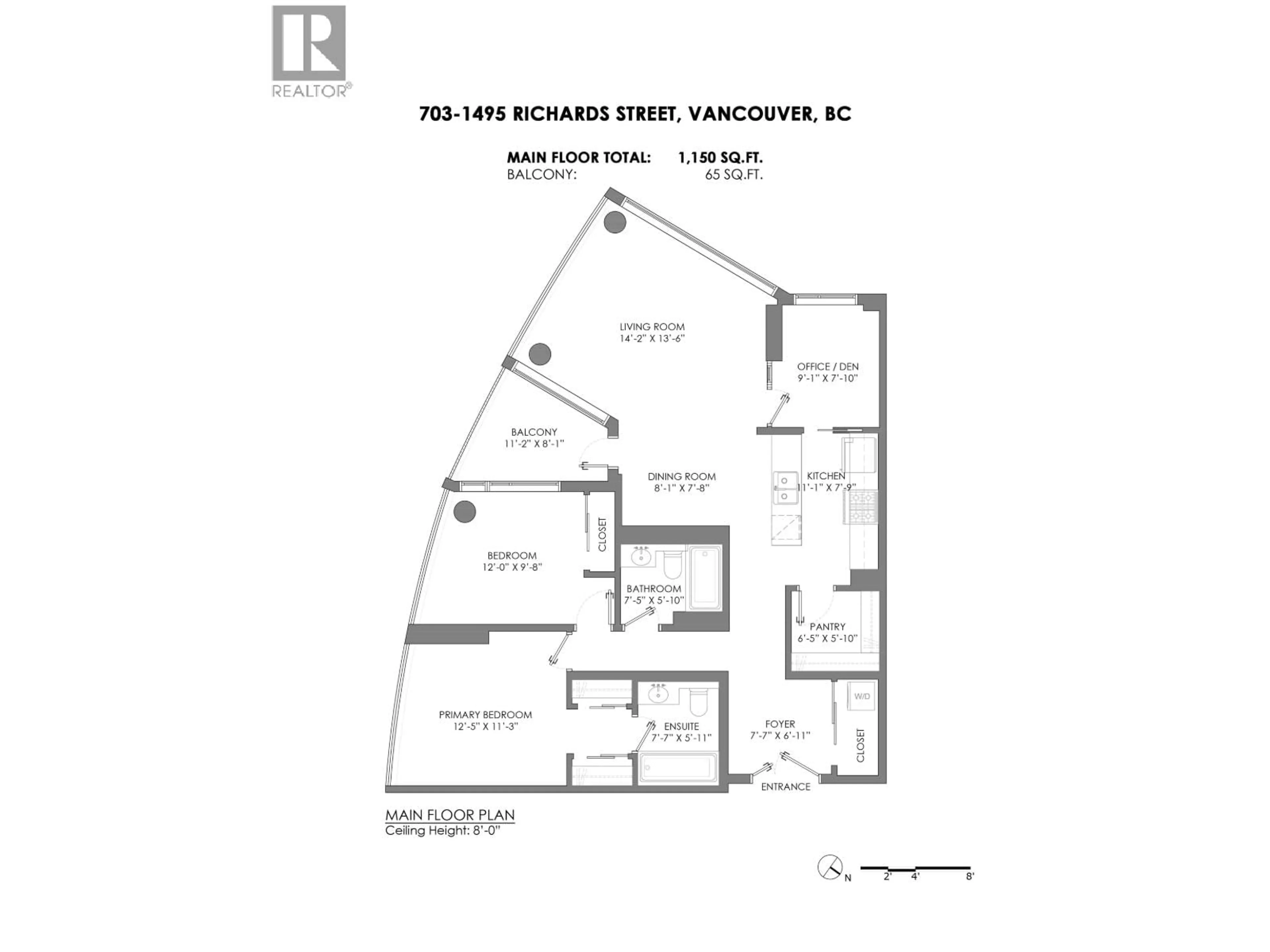 Floor plan for 703 - 1495 RICHARDS STREET, Vancouver British Columbia V6Z3E3