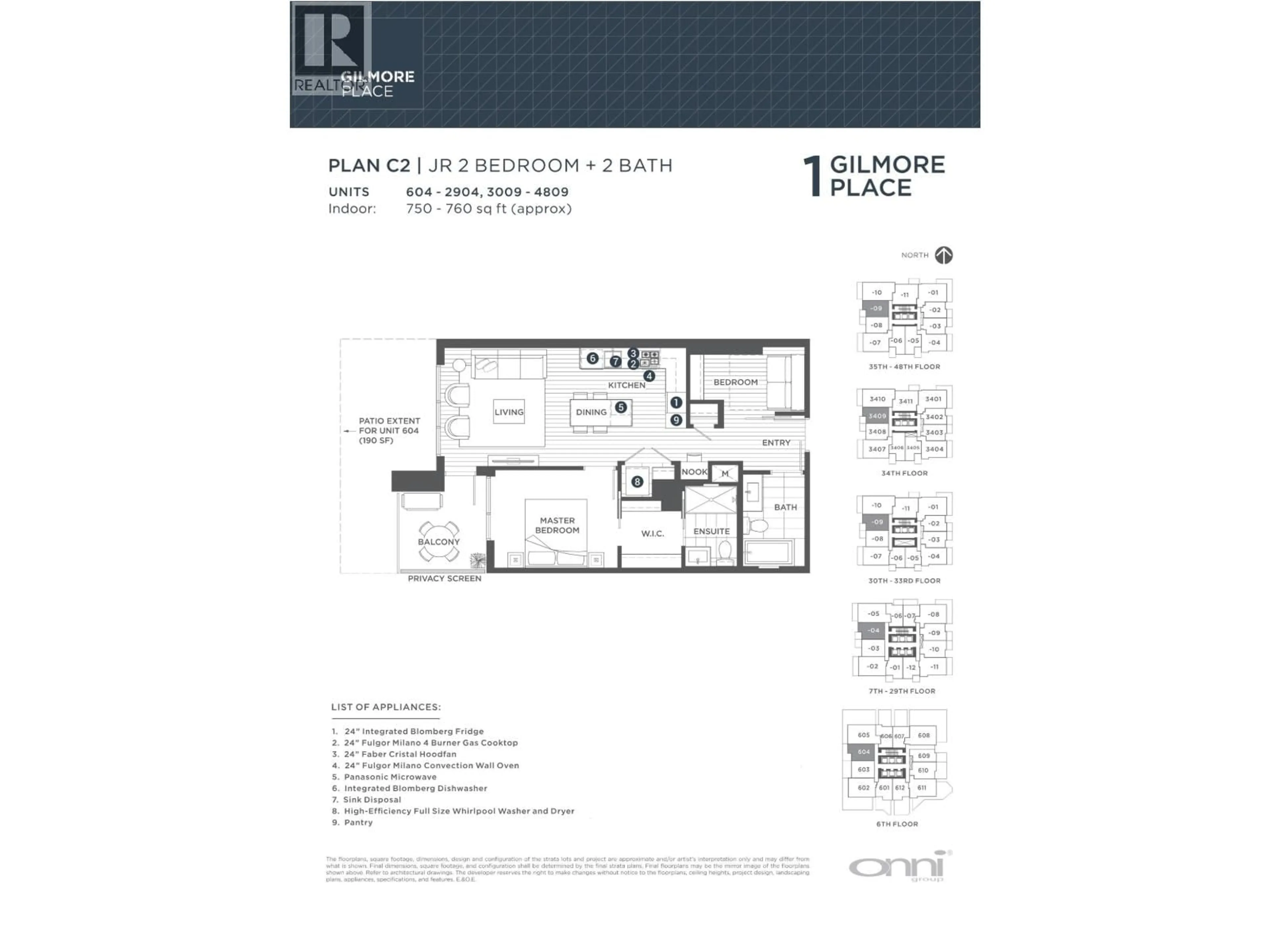 Floor plan for 1804 - 2186 GILMORE AVENUE, Burnaby British Columbia V5C0N7