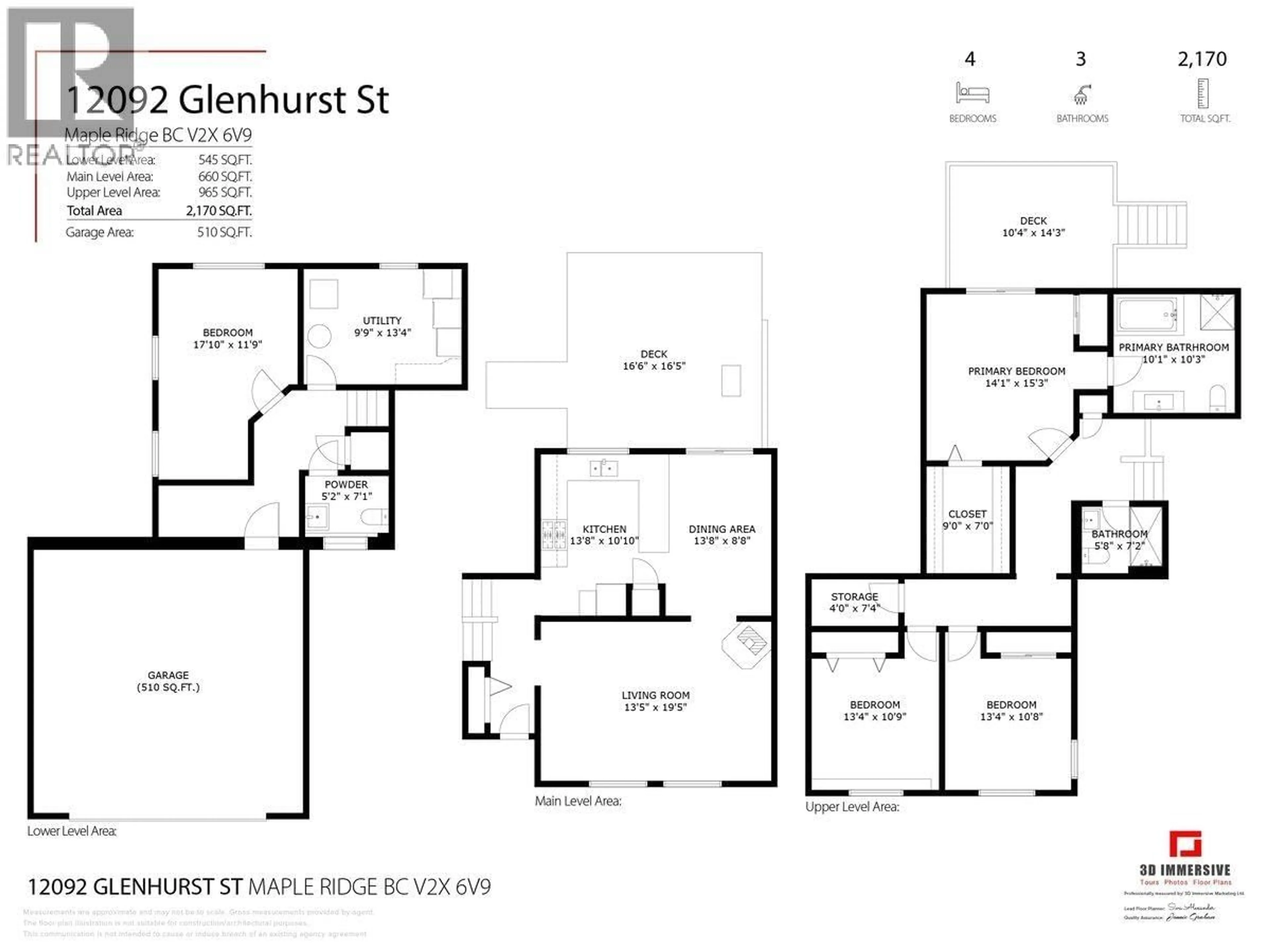 Floor plan for 12092 GLENHURST STREET, Maple Ridge British Columbia V2X6V9