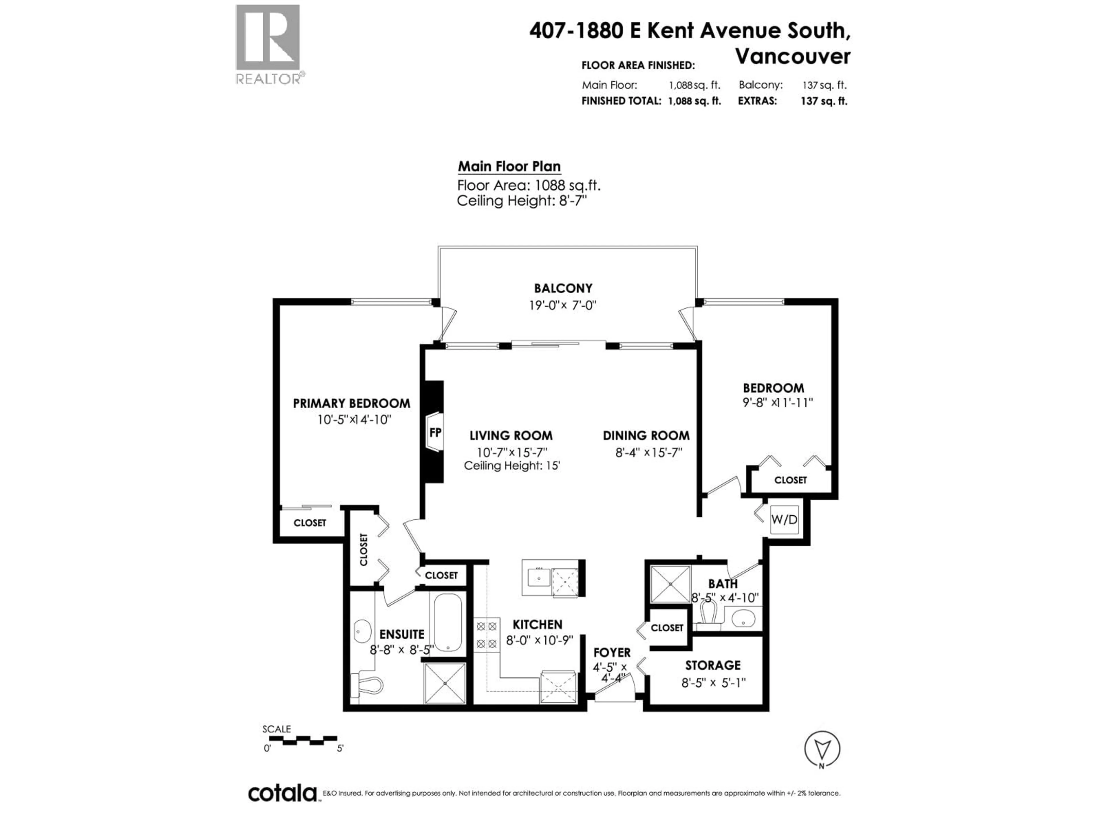 Floor plan for 407 - 1880 KENT AVENUE SOUTH, Vancouver British Columbia V5P2S7