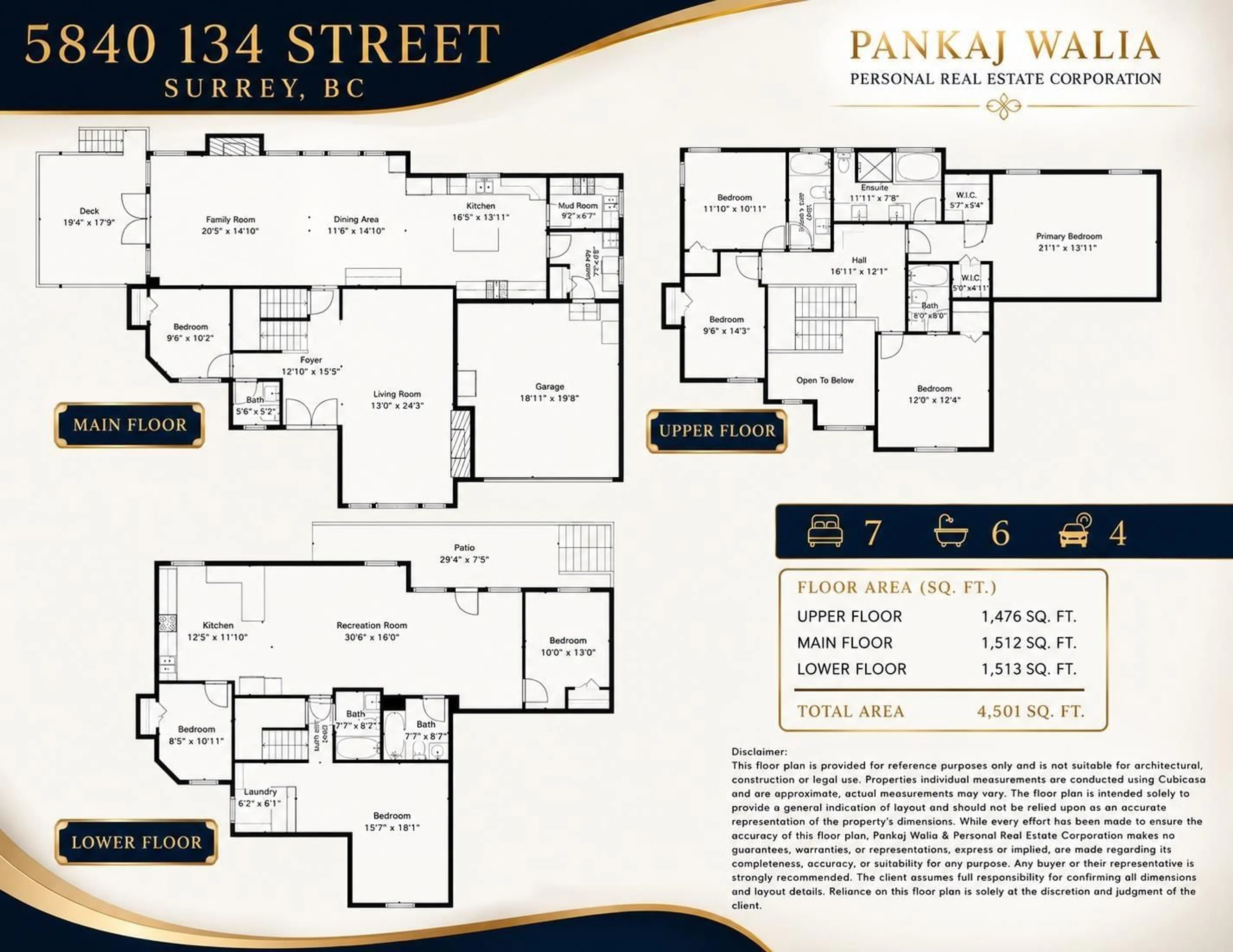Floor plan for 5840 134 STREET, Surrey British Columbia V3X0A3