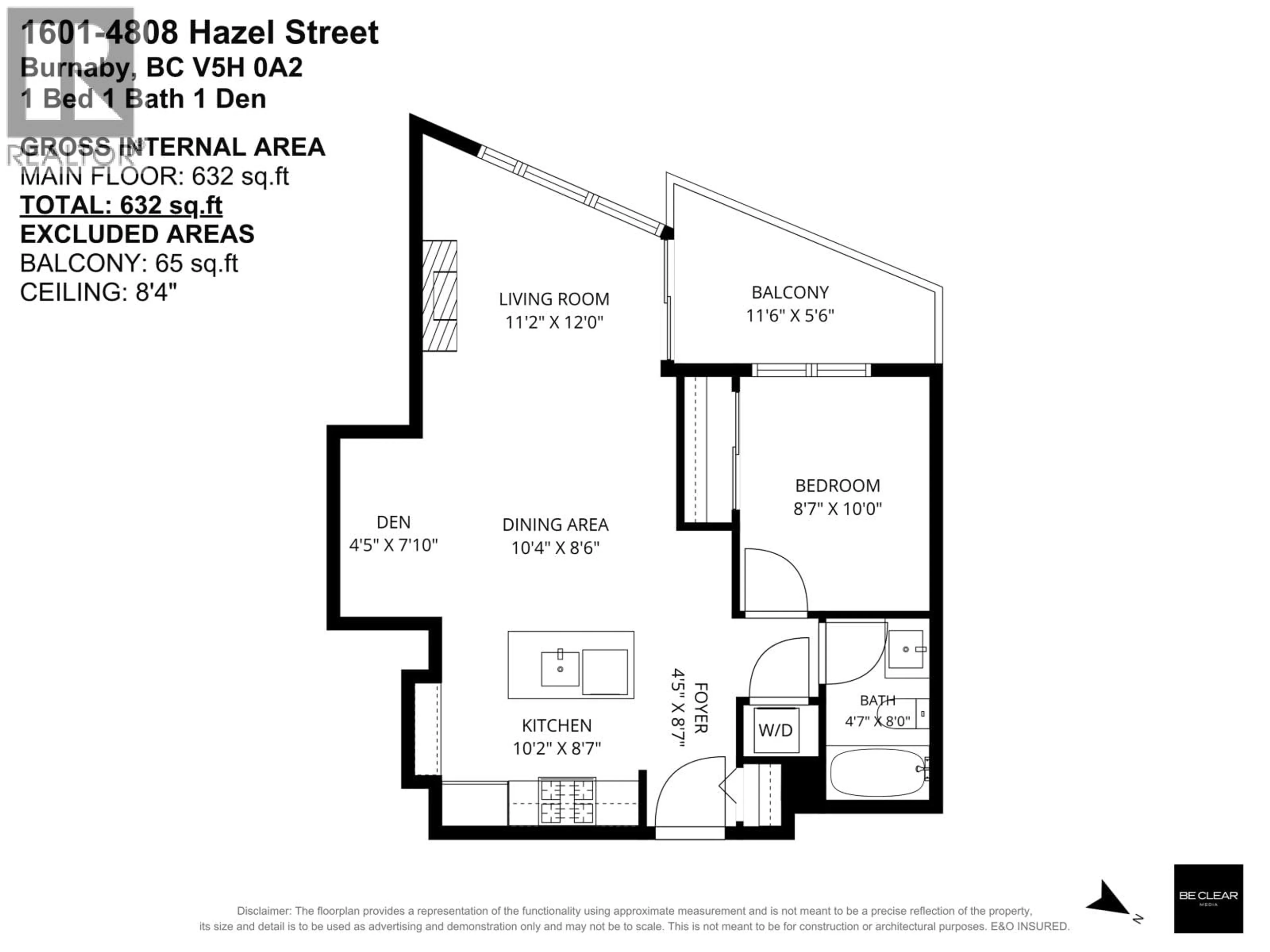 Floor plan for 1601 - 4808 HAZEL STREET, Burnaby British Columbia V5G2M4