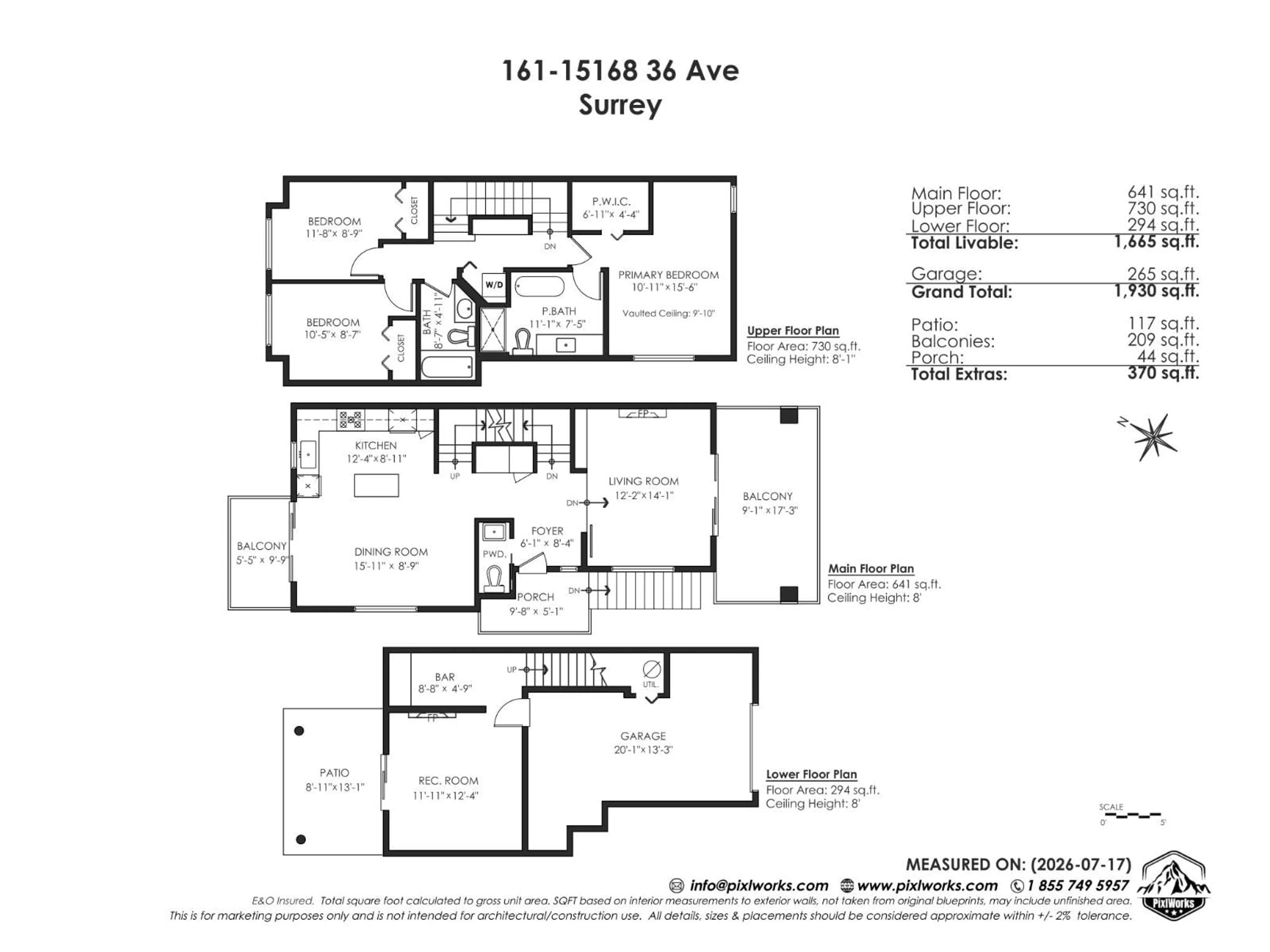 Floor plan for 161 - 15168 36 AVENUE, Surrey British Columbia V3S0Z6