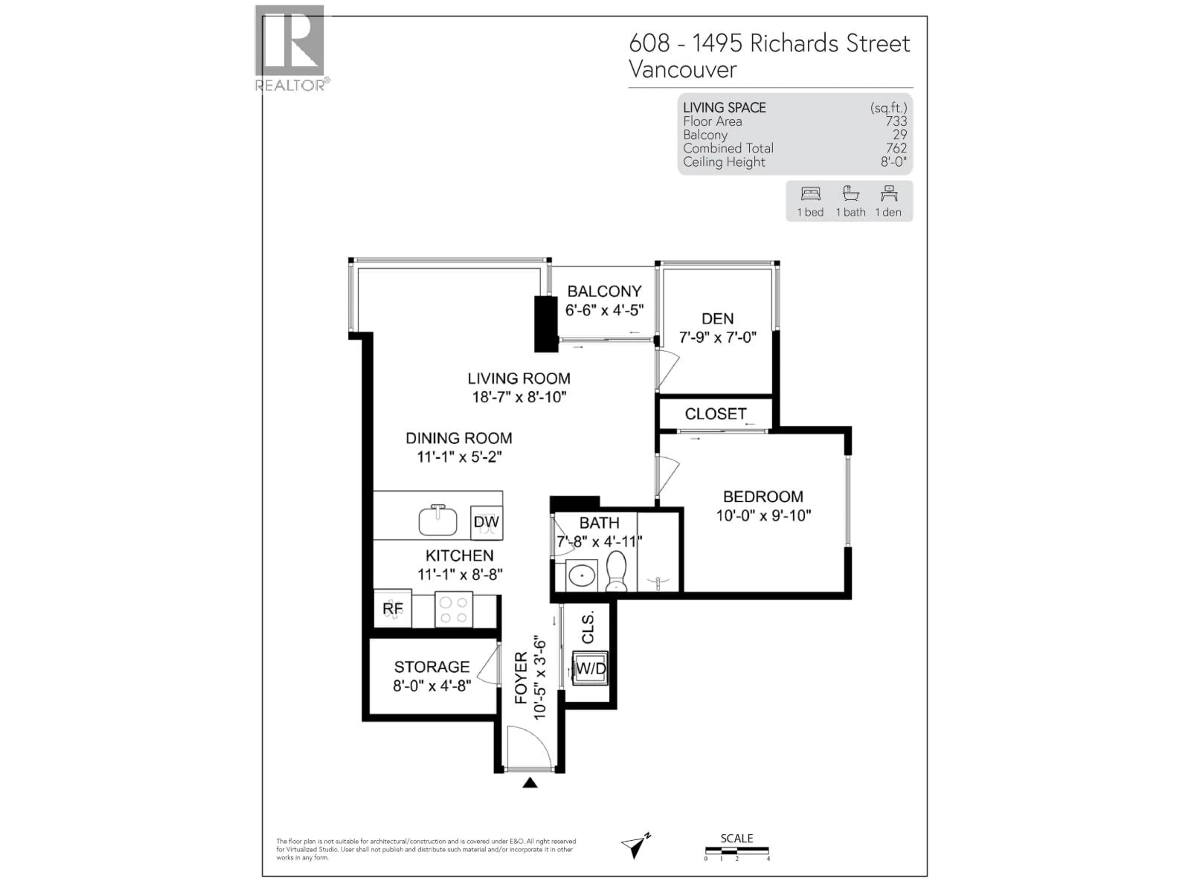 Floor plan for 608 - 1495 RICHARDS STREET, Vancouver British Columbia V6Z3E3