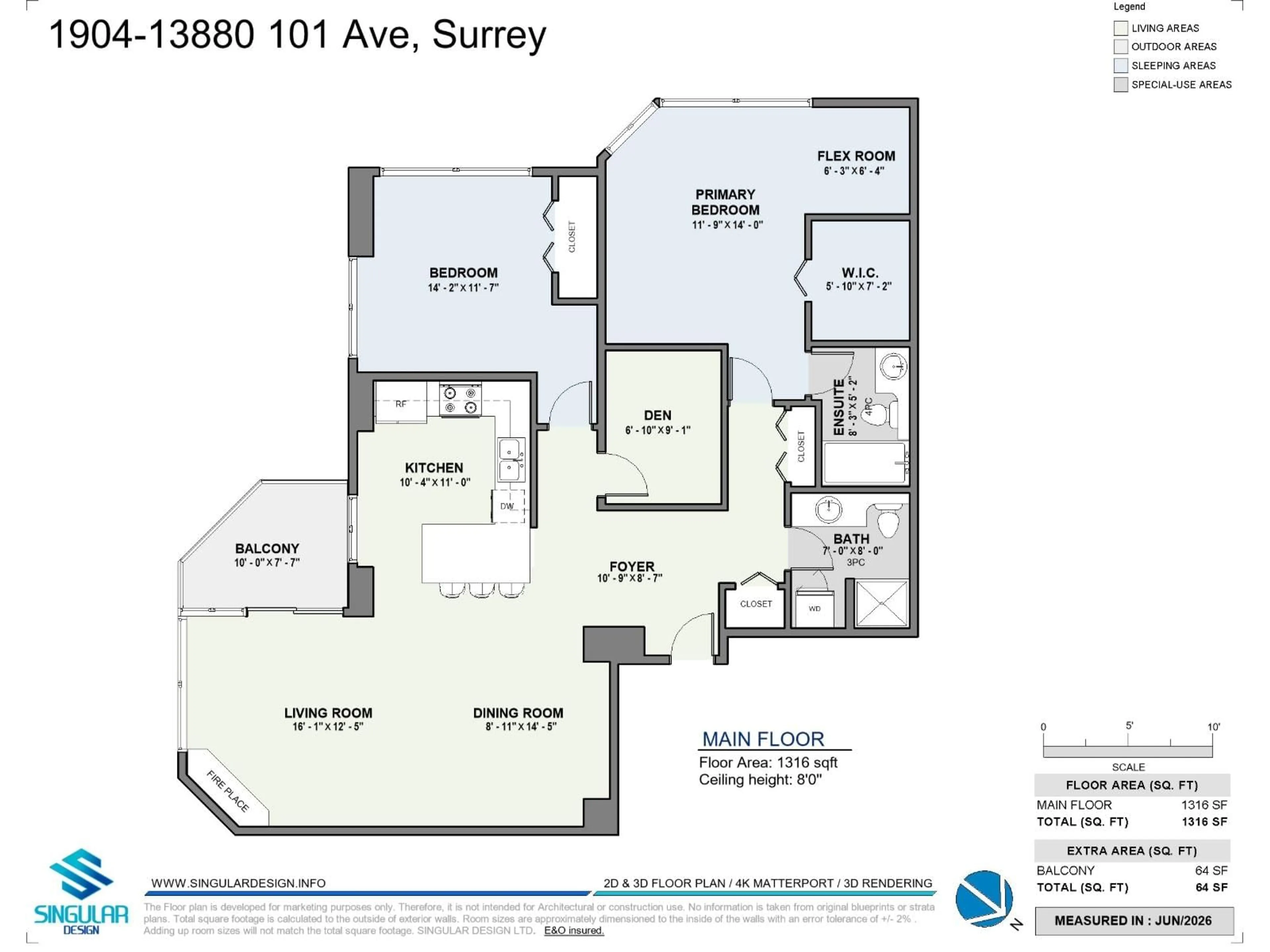 Floor plan for 1904 - 13880 101 AVENUE, Surrey British Columbia V3T5T1